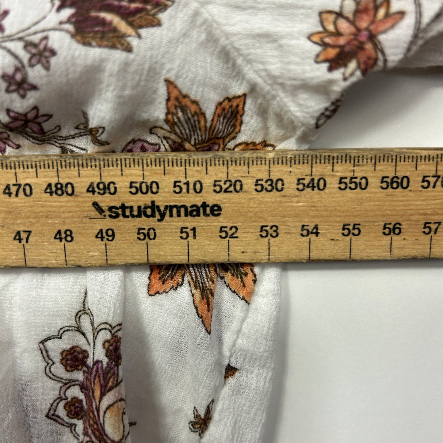 Target Top Size 14 Long Sleeve White Floral Cotton