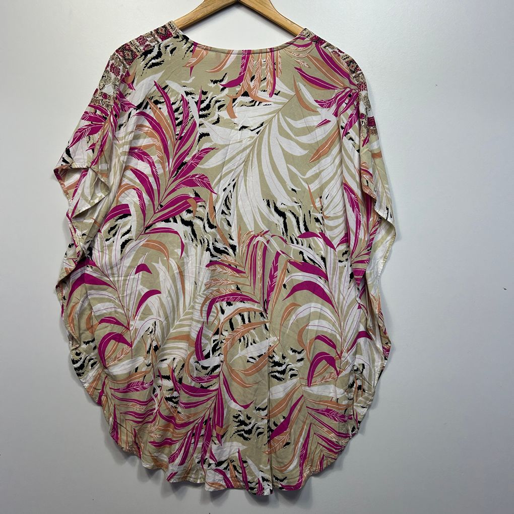Millers Cream and Pink Print Top - Size 16