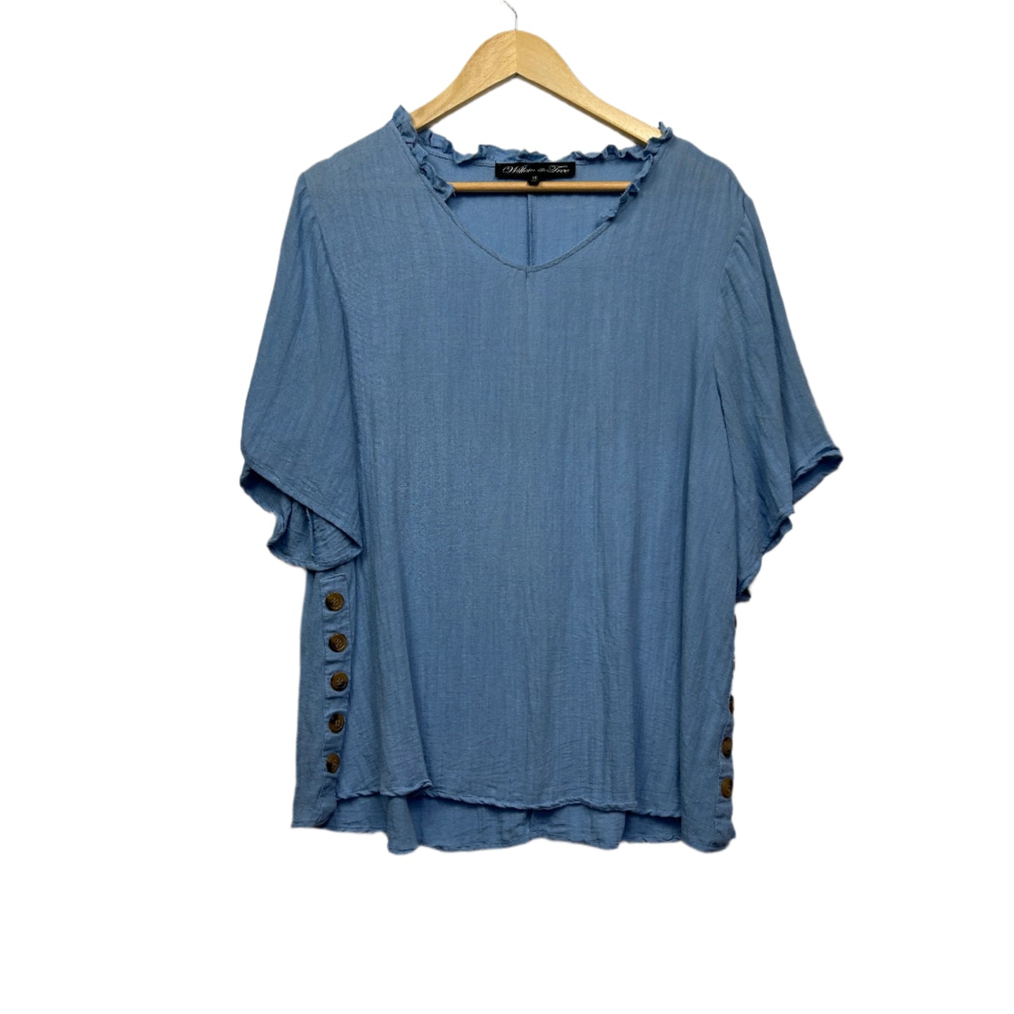 Willow Tree Top Size 18 Blue Short Sleeve Ruffles