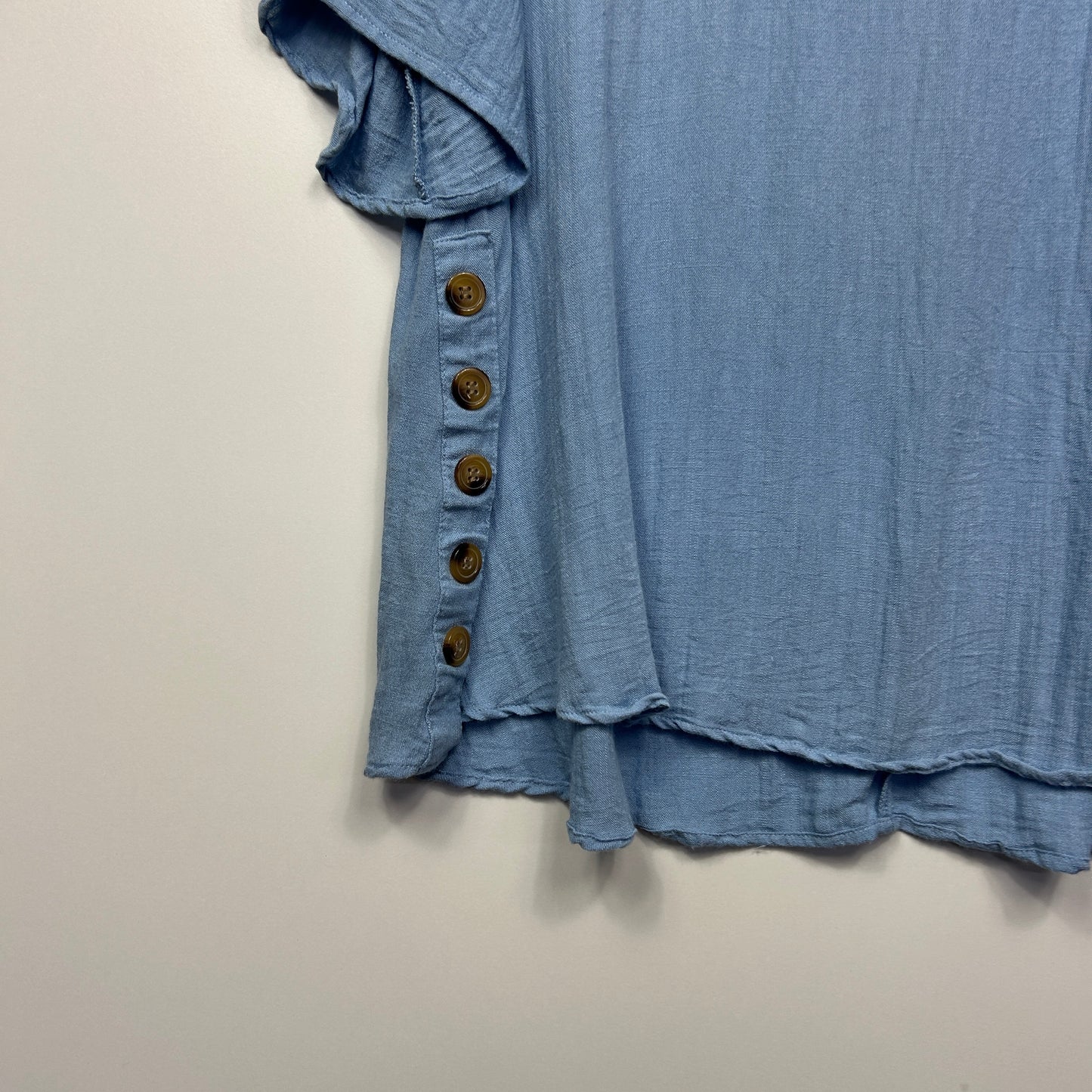 Willow Tree Top Size 18 Blue Short Sleeve Ruffles
