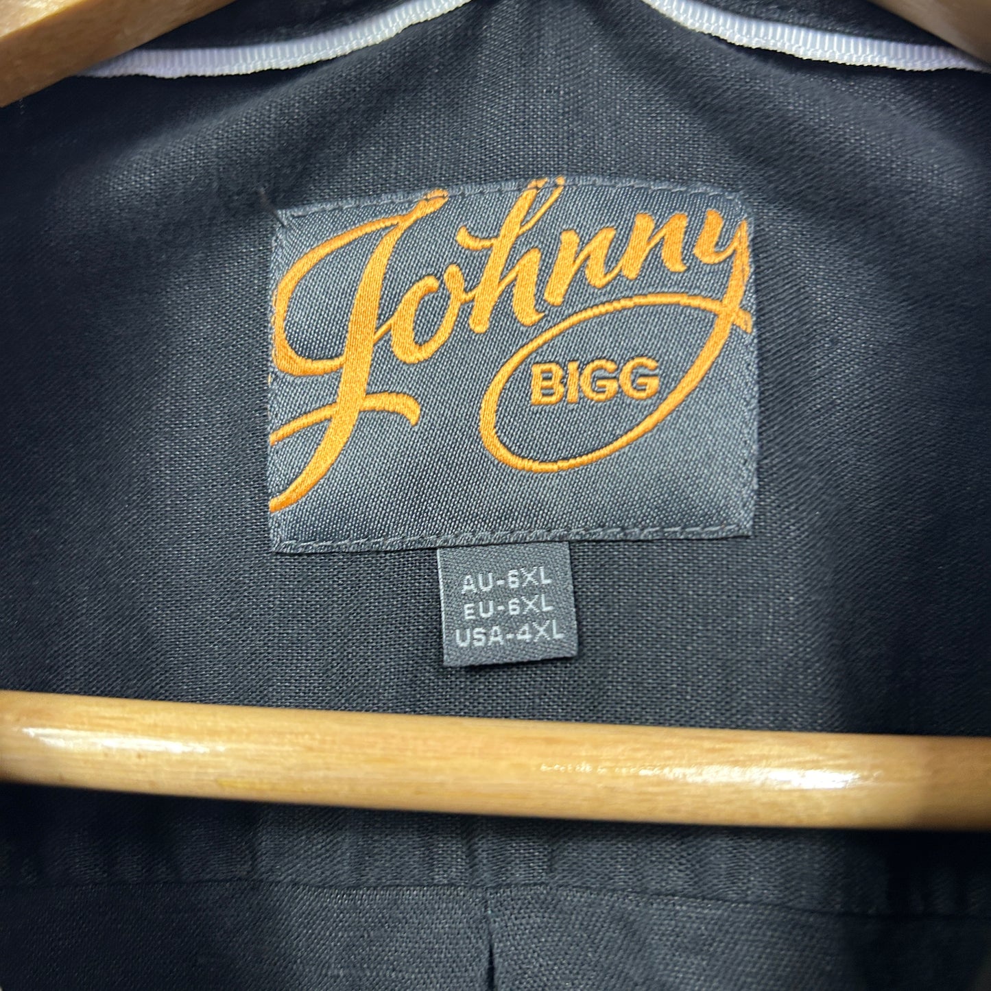 Johnny Bigg Shirt Size 6XL Black Long Sleeve Linen Blend