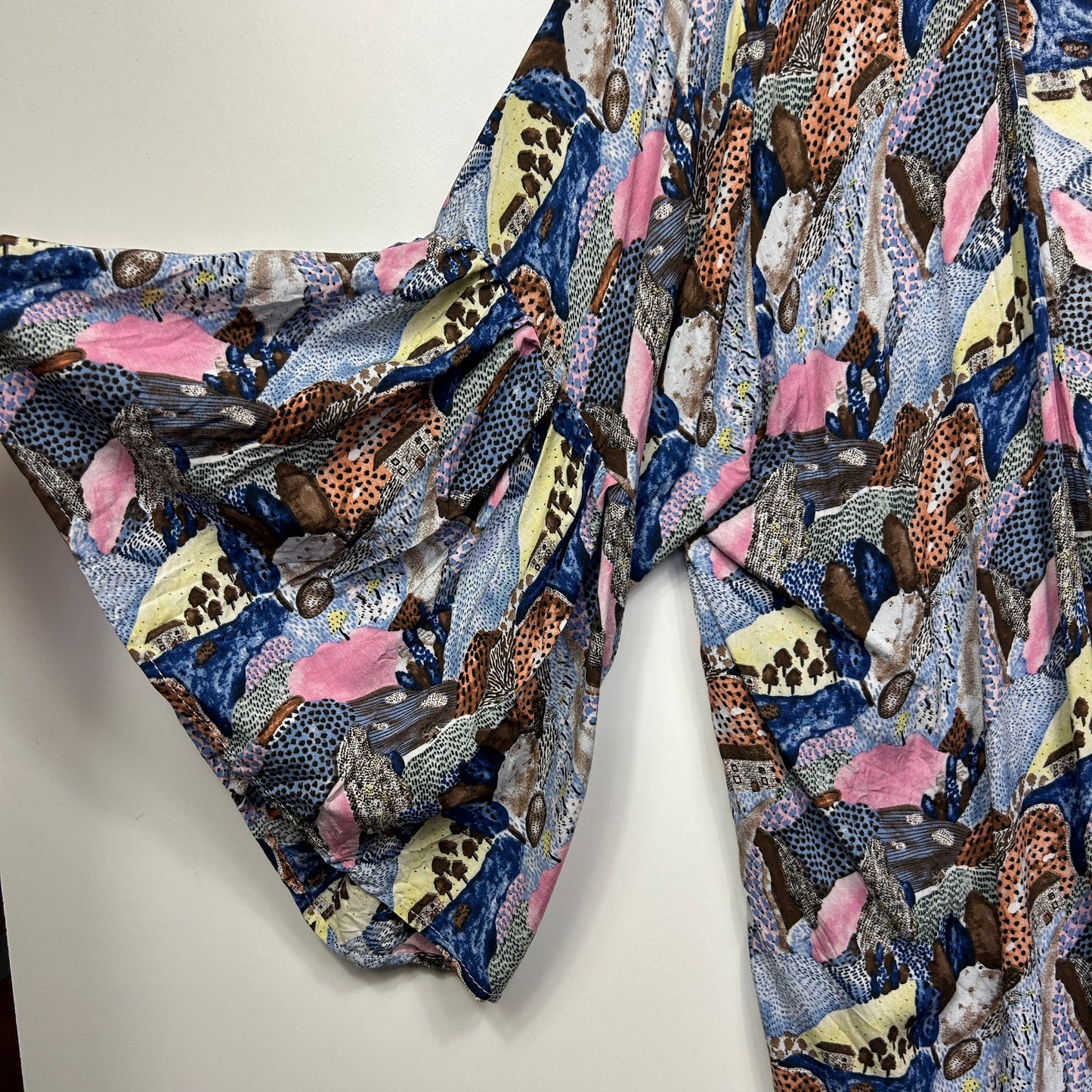 Alene Fashion Duster Jacket One Size 16 18 20 Bell Sleeve Multicoloured Open Front