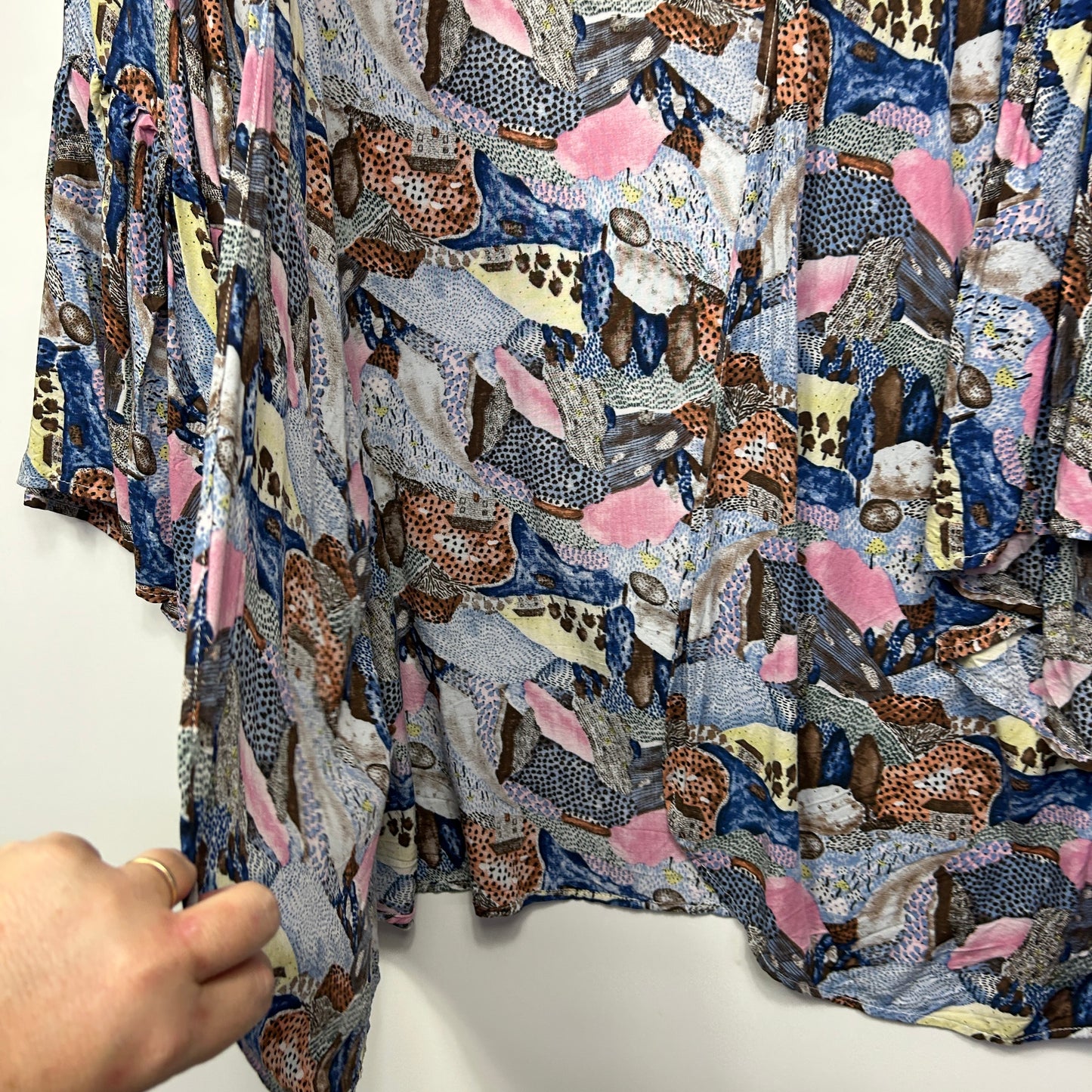 Alene Fashion Duster Jacket One Size 16 18 20 Bell Sleeve Multicoloured Open Front