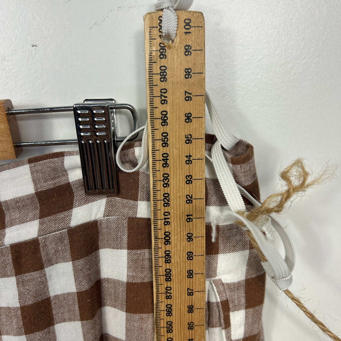 Suzanne Grae Linen Chocolate White Gingham Check Capri Pants - Size 16