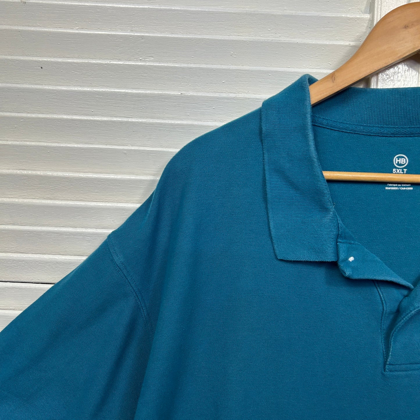 HB Polo Shirt Mens 5XL Blue Short Sleeve
