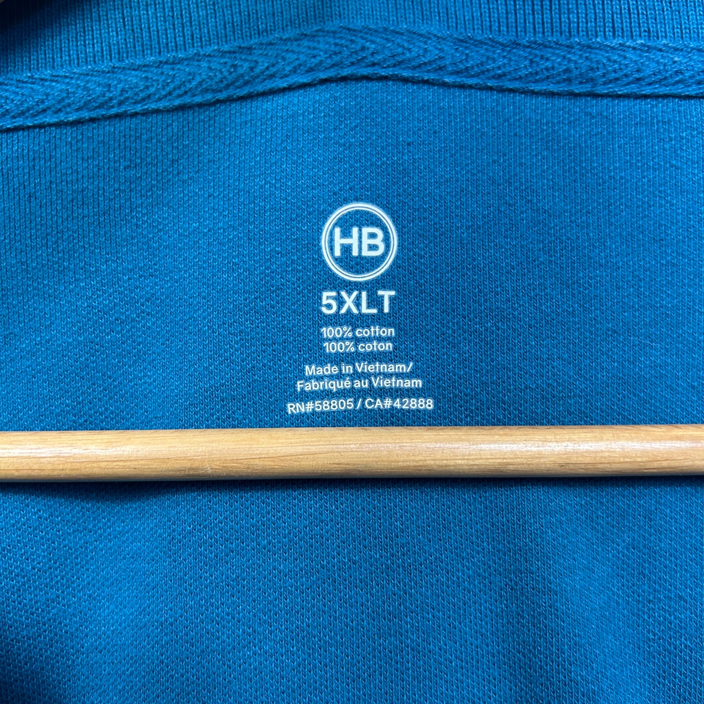 HB Polo Shirt Mens 5XL Blue Short Sleeve