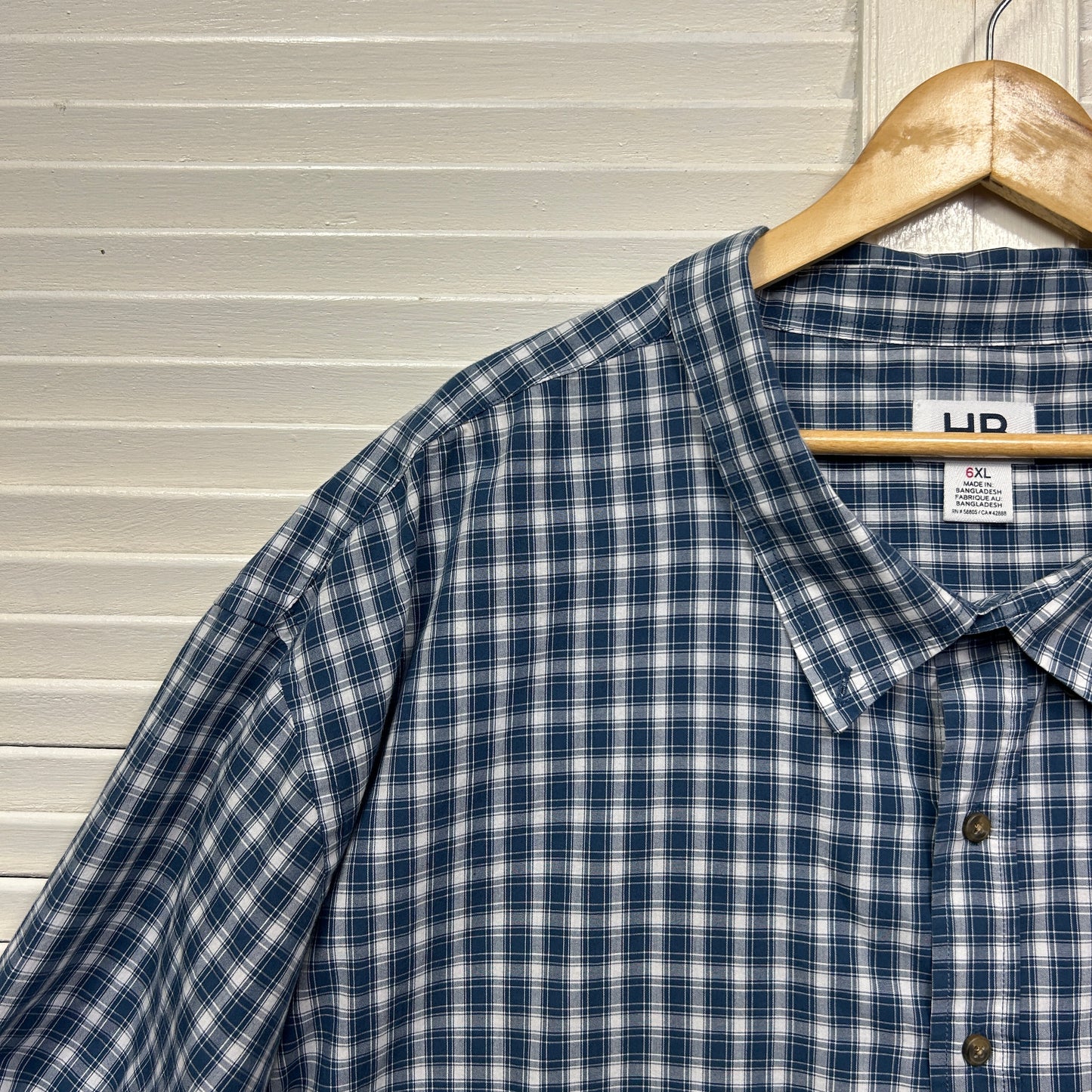 HB Shirt Mens Size 6XL Short Sleeve Blue Check