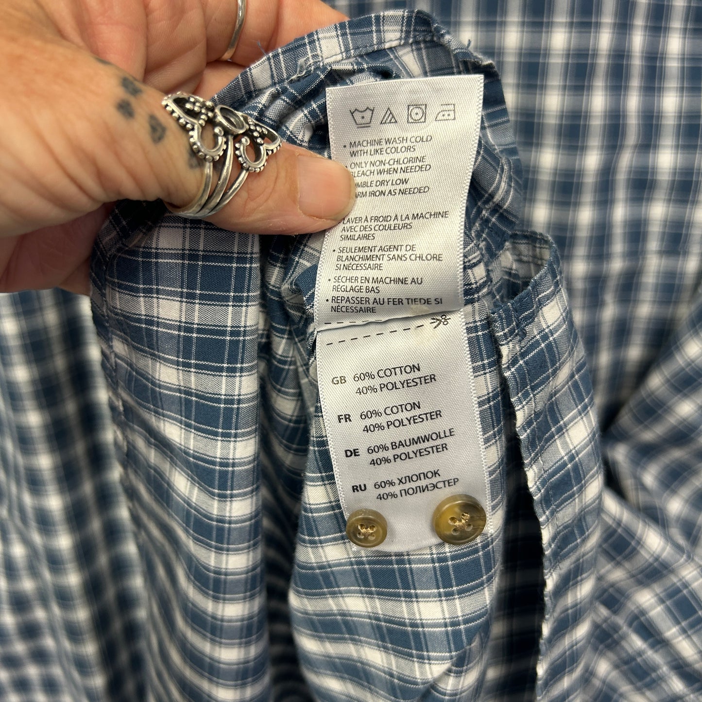 HB Shirt Mens Size 6XL Short Sleeve Blue Check