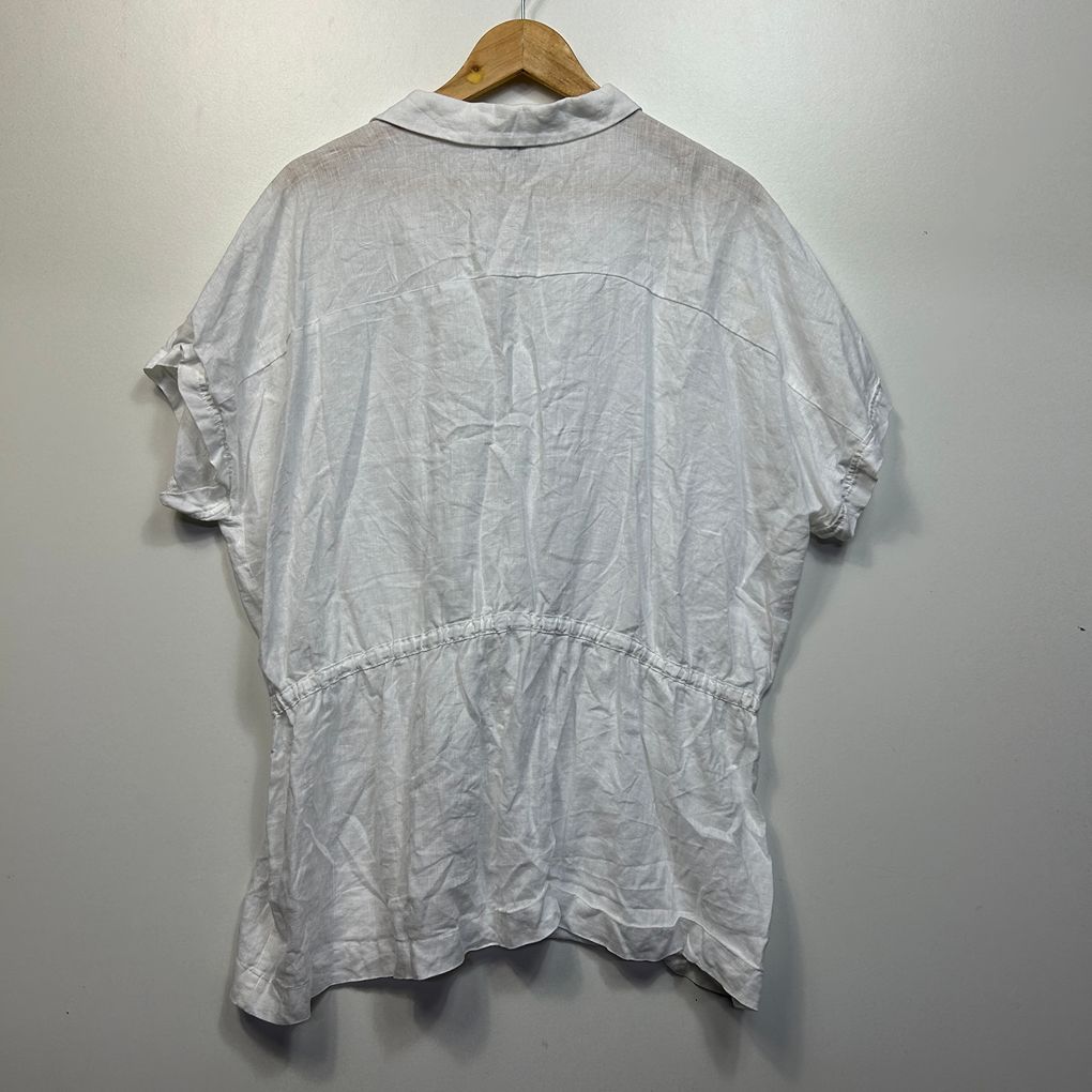 Basque White Linen Shirt - Size 18W