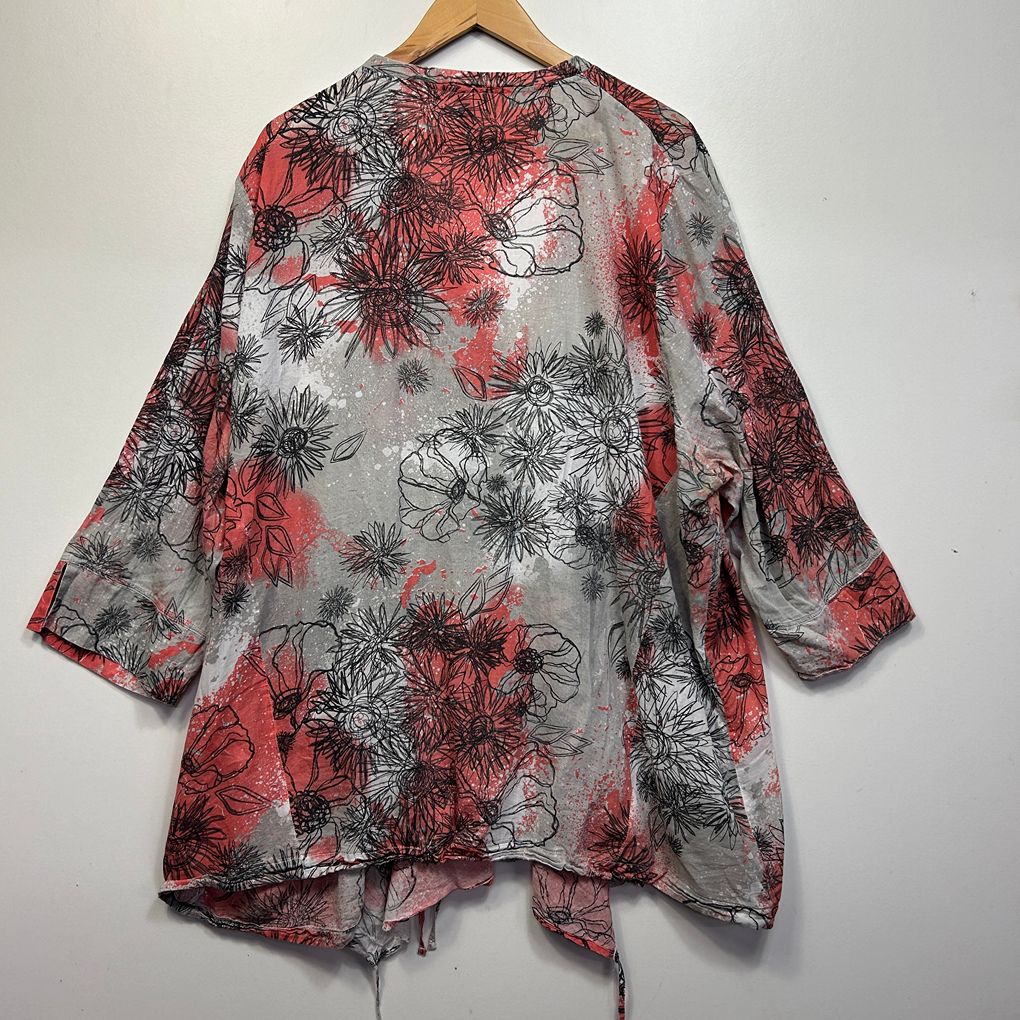 Taking Shape Coral Floral Cotton Top - Size 24