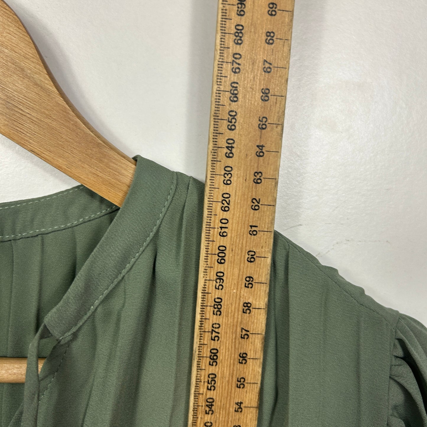 &me Khaki Green Pleated Blouse - Size 14