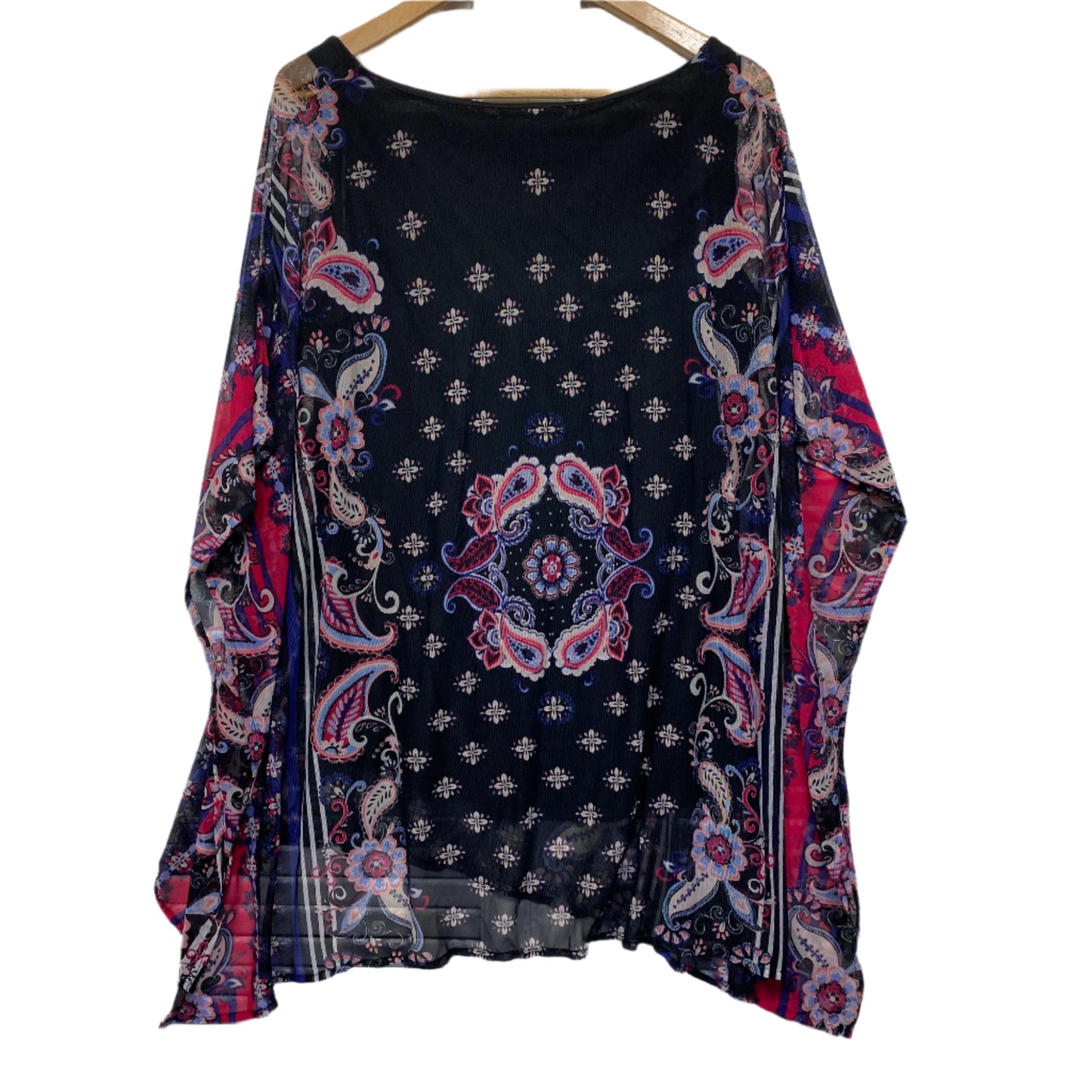 Katies Kaftan Top Size 16 Large Short Sleeve Sheer Overlay New