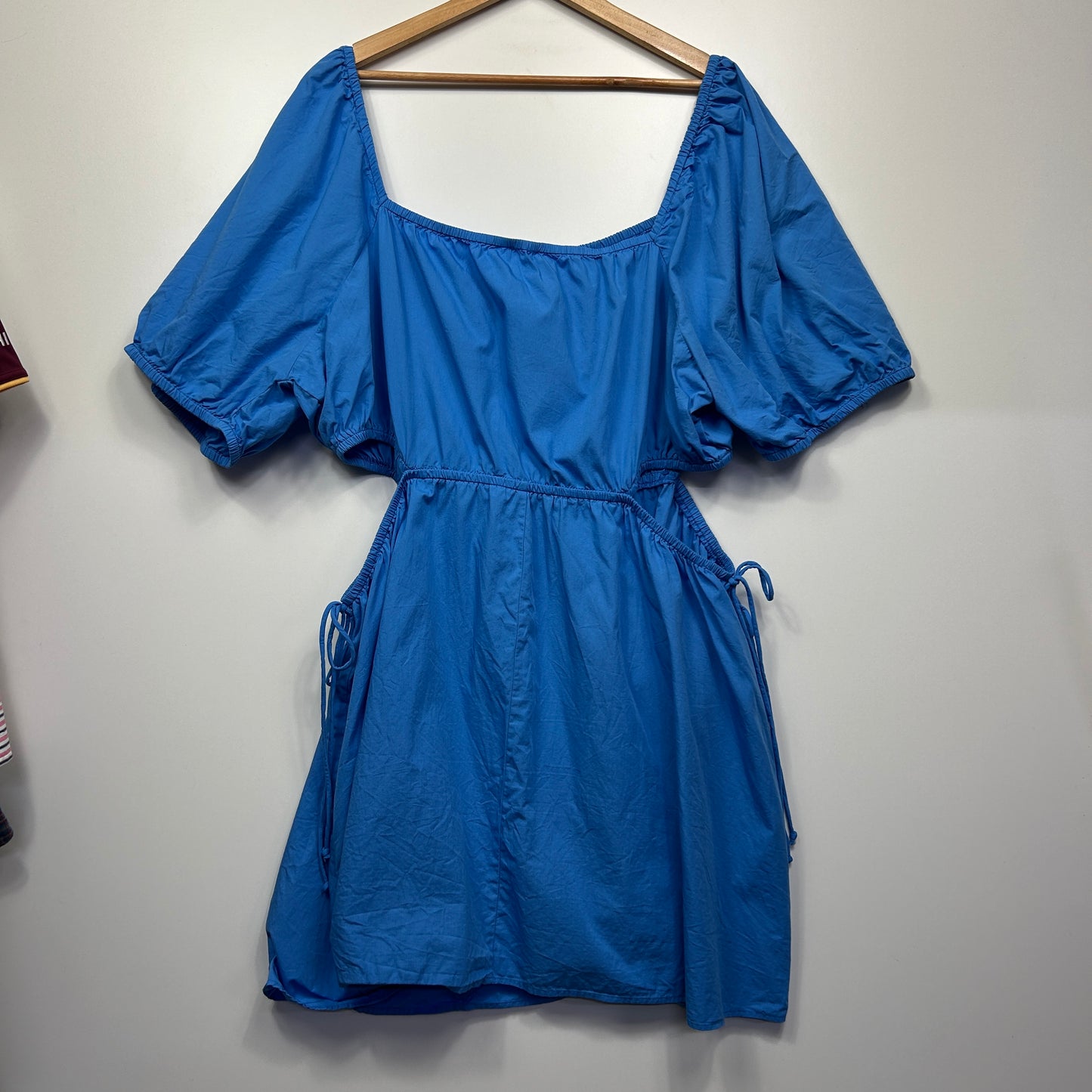 Cotton On Dress Size 24 Blue Short Sleeve Cut Out Waist