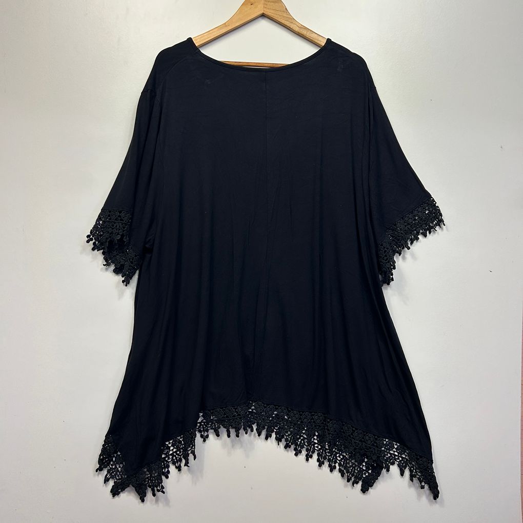 Taking Shape Black Lace Trim Top - Size 26