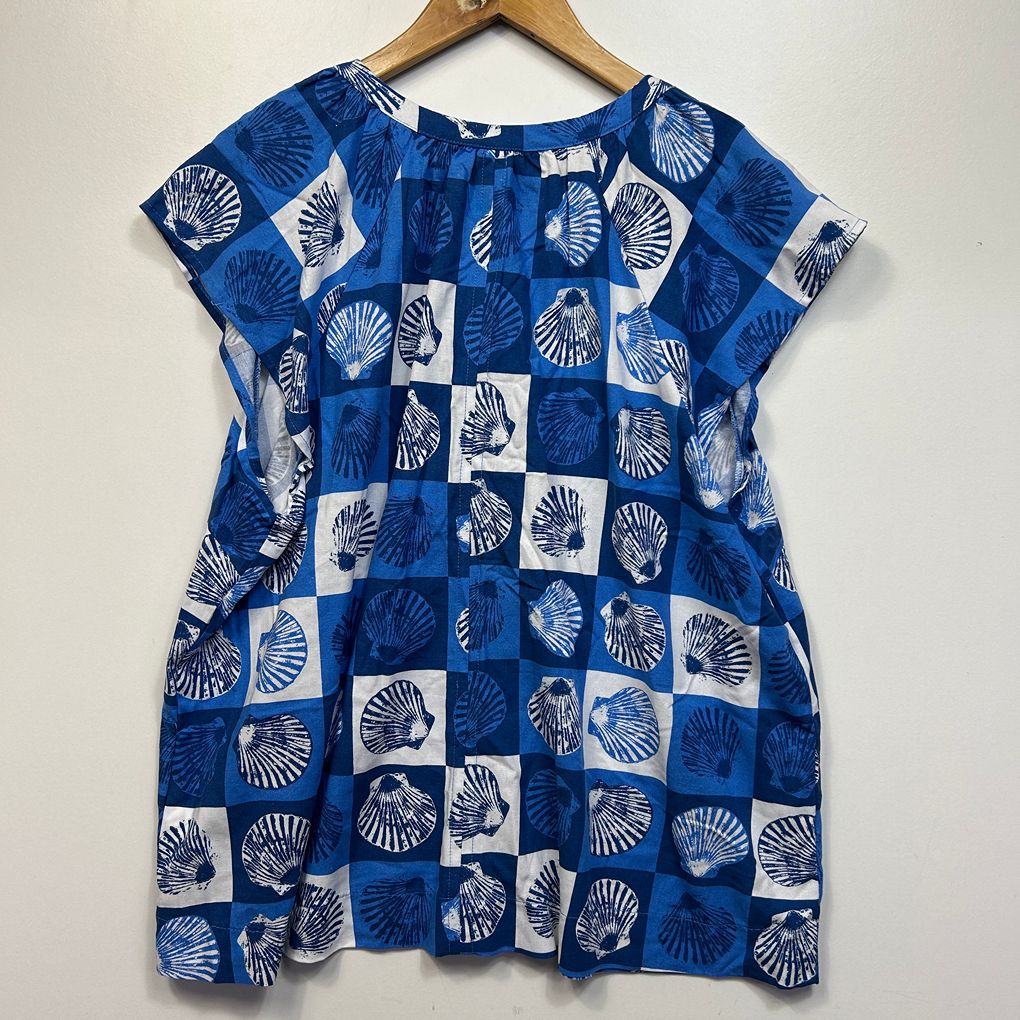 Rockmans Blue Linen Top - Size 18
