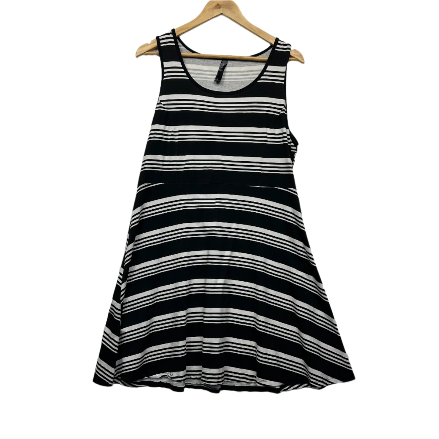 Edited Dress Size 16 Sleeveless Black White Striped Cotton