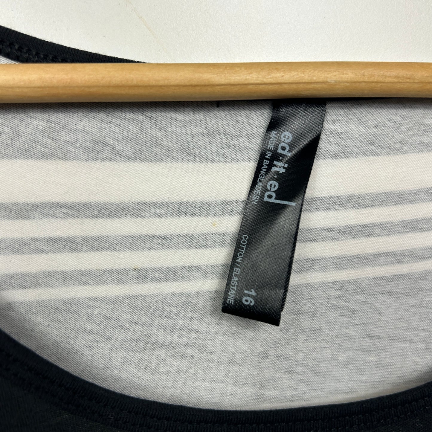 Edited Dress Size 16 Sleeveless Black White Striped Cotton