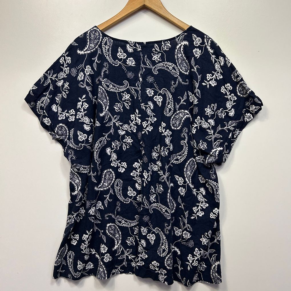 Autograph Navy Linen Top - Size 26