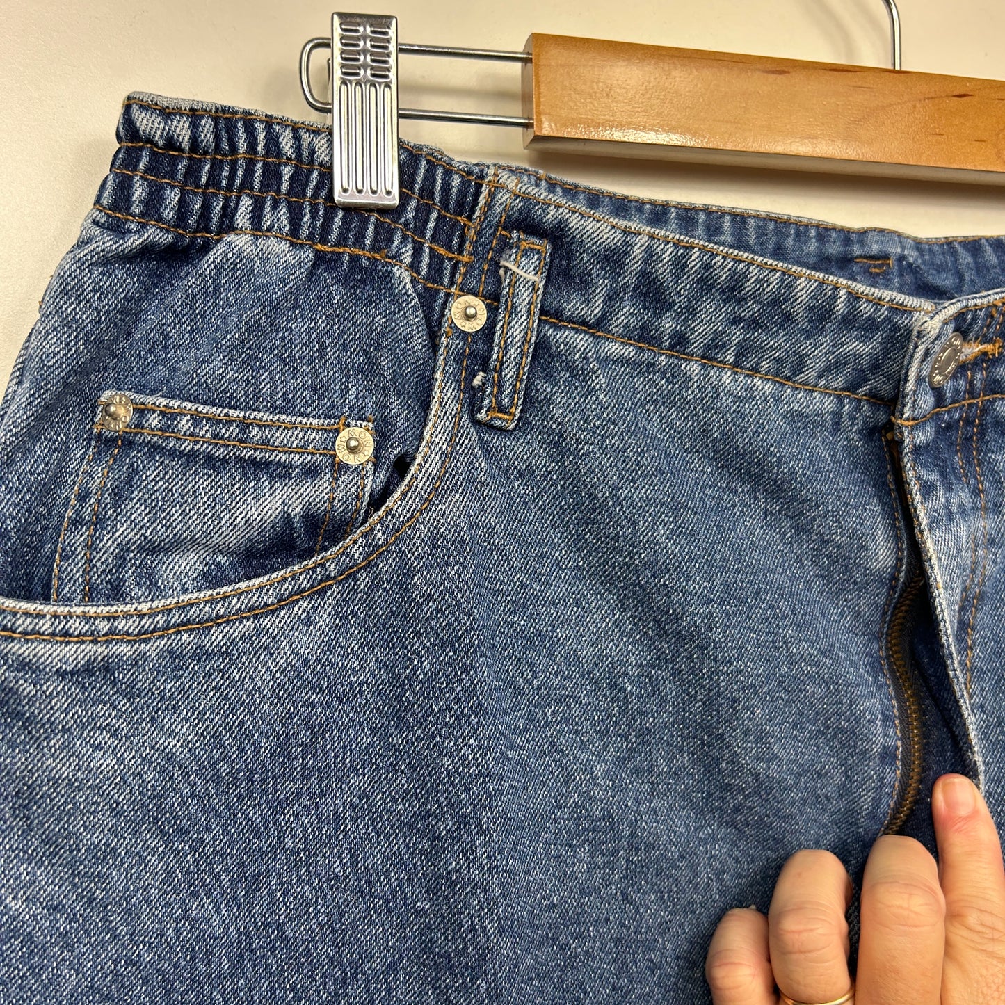 Now Denim Shorts Size 14 Blue Zip Fly Pockets