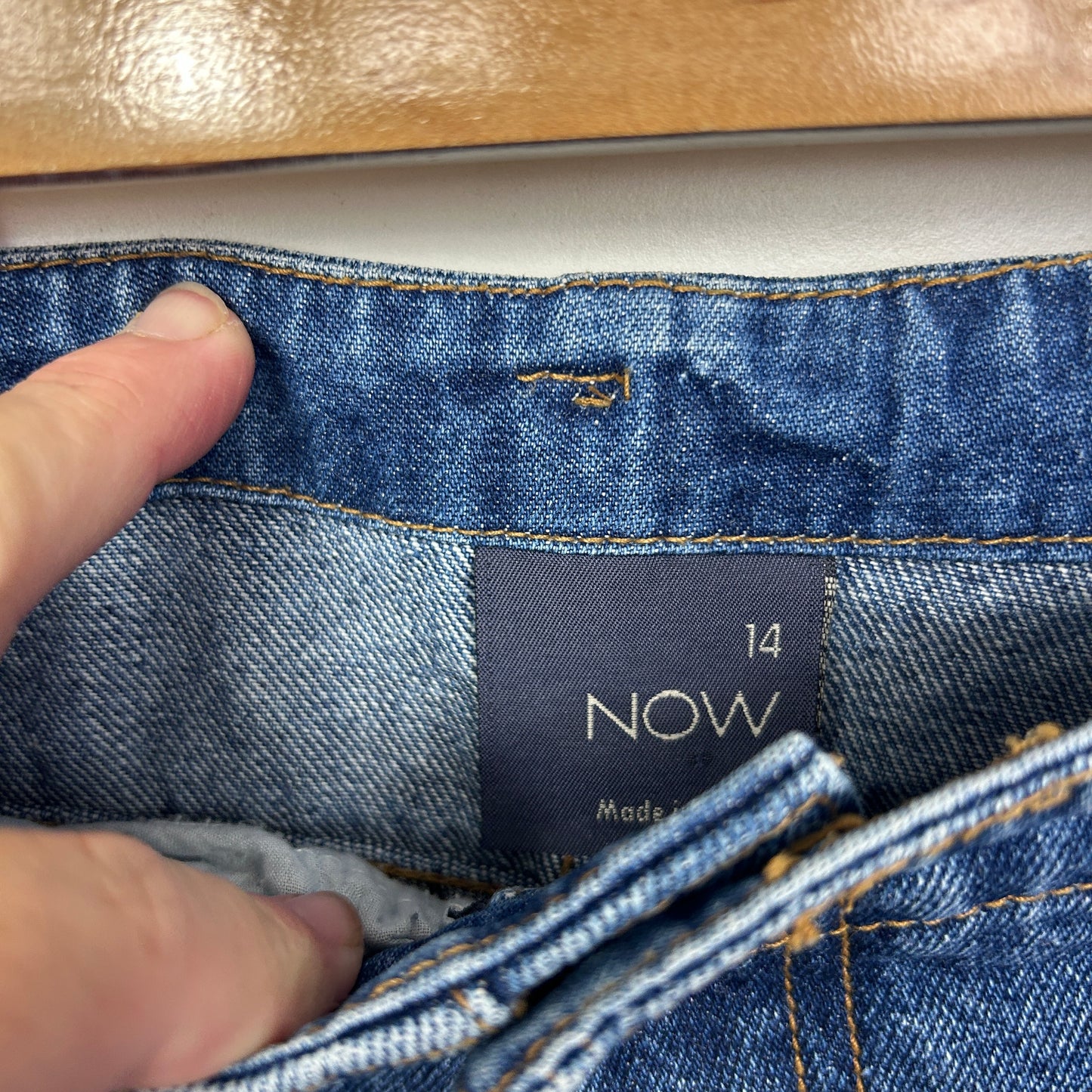 Now Denim Shorts Size 14 Blue Zip Fly Pockets