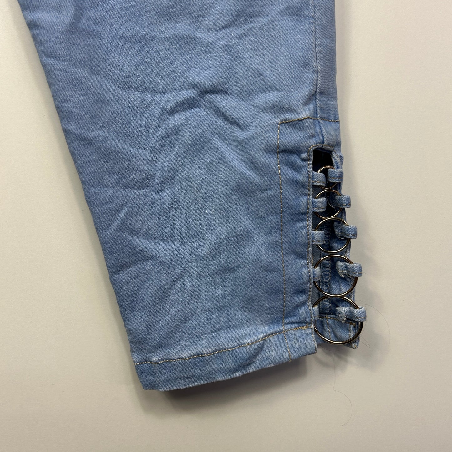 Rockmans Cropped Pants Size 14 Blue Elastic Waist