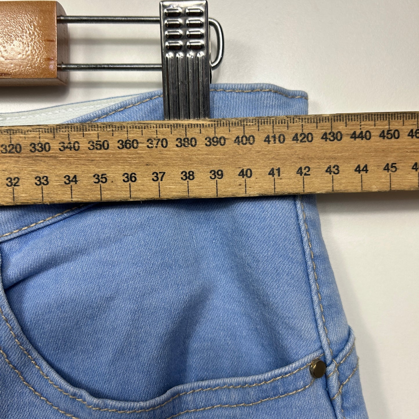 Rockmans Cropped Pants Size 14 Blue Elastic Waist