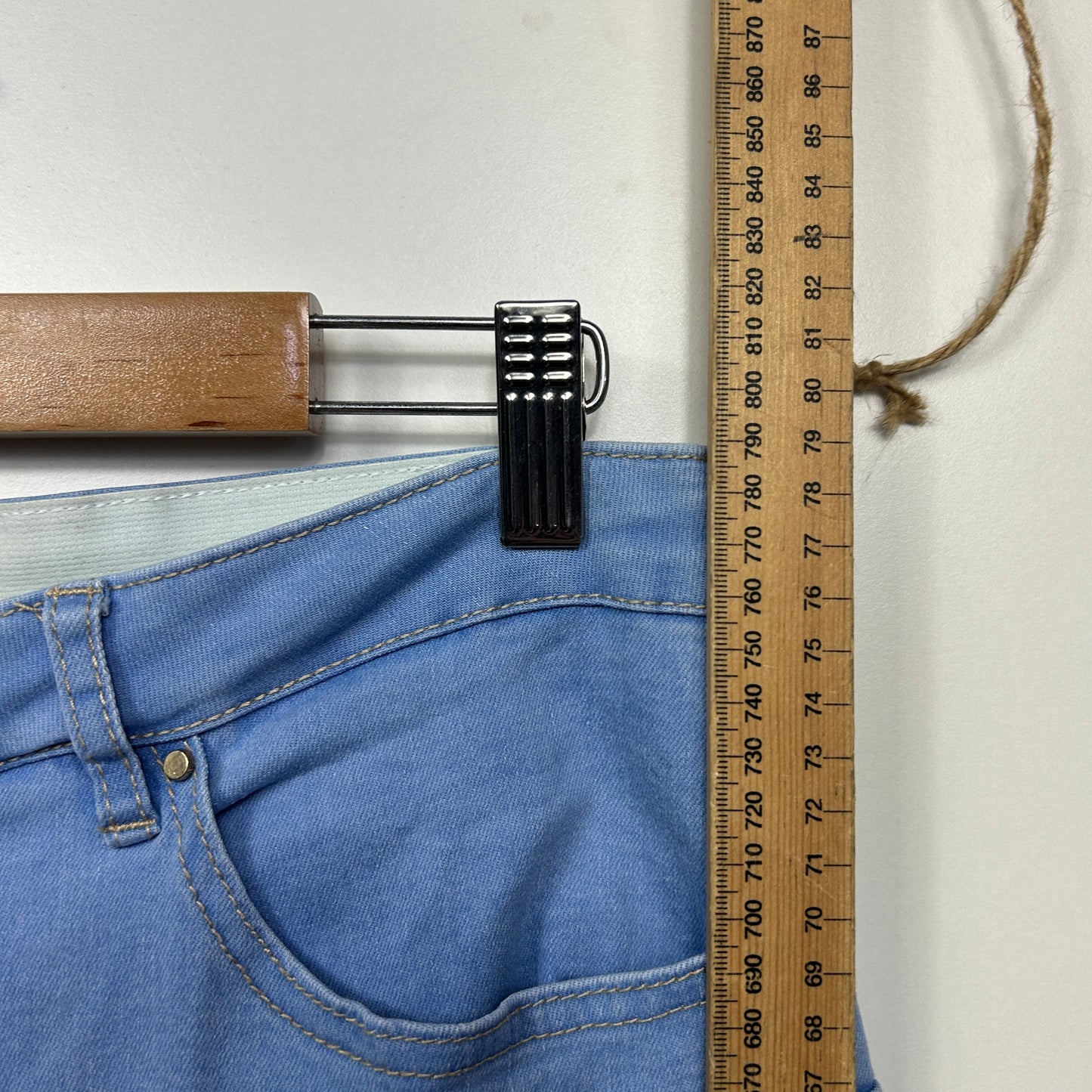 Rockmans Cropped Pants Size 14 Blue Elastic Waist