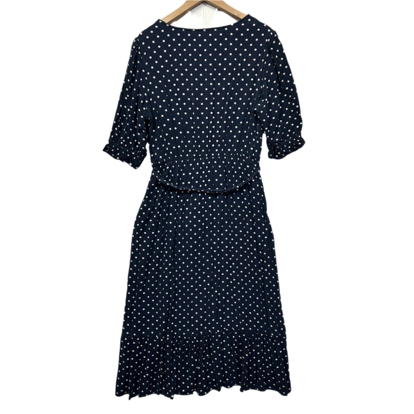 City Chic Dress Size 14 XS Navy White Short Sleeve Polka Dots Viscose Belt