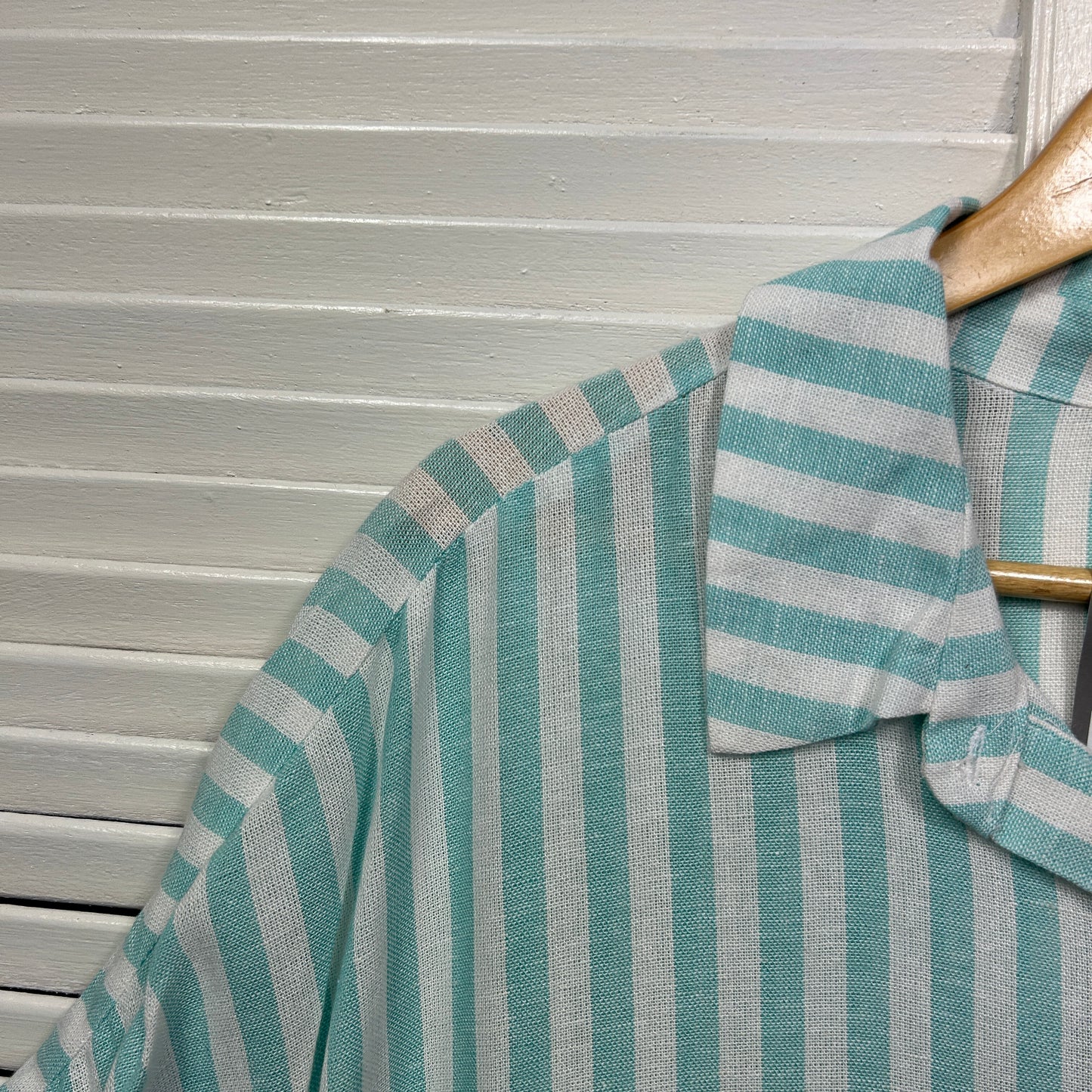 Autograph Tiered Shirt Dress Size 20 Green White Linen Blend Pockets New