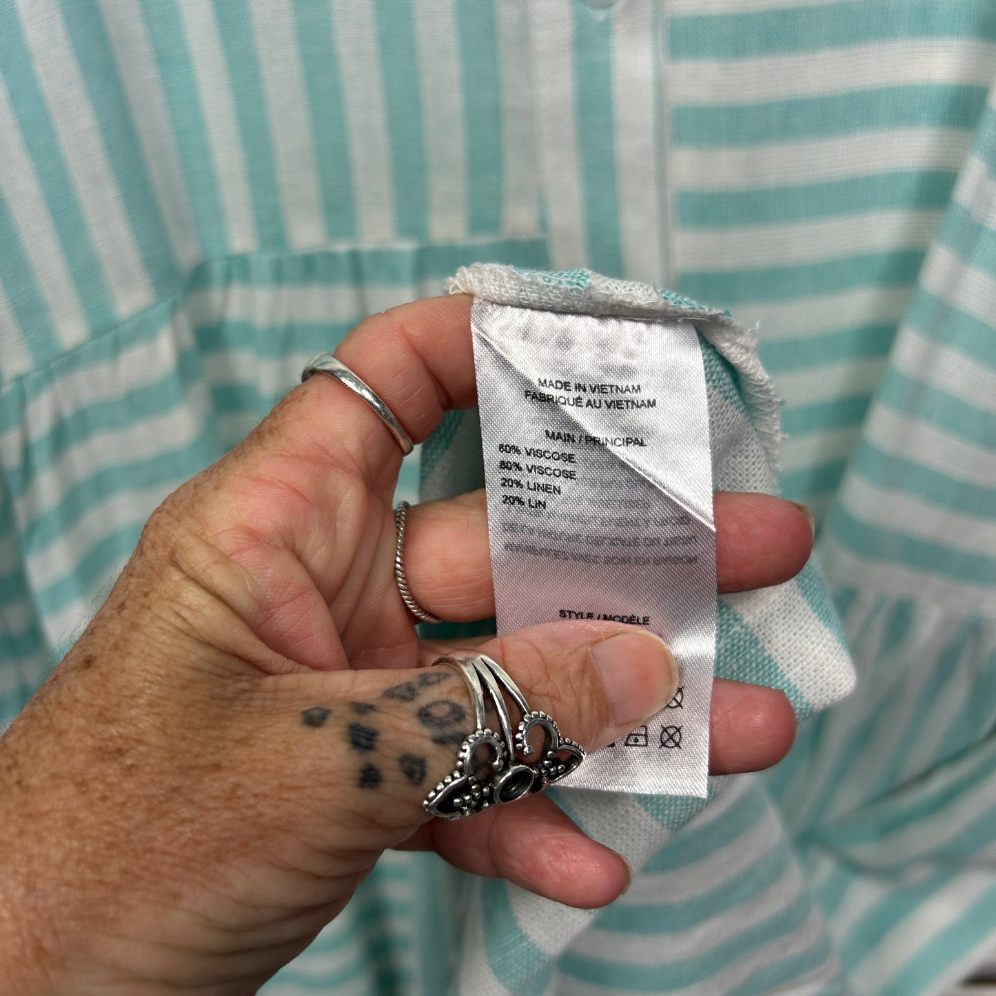 Autograph Tiered Shirt Dress Size 20 Green White Linen Blend Pockets New
