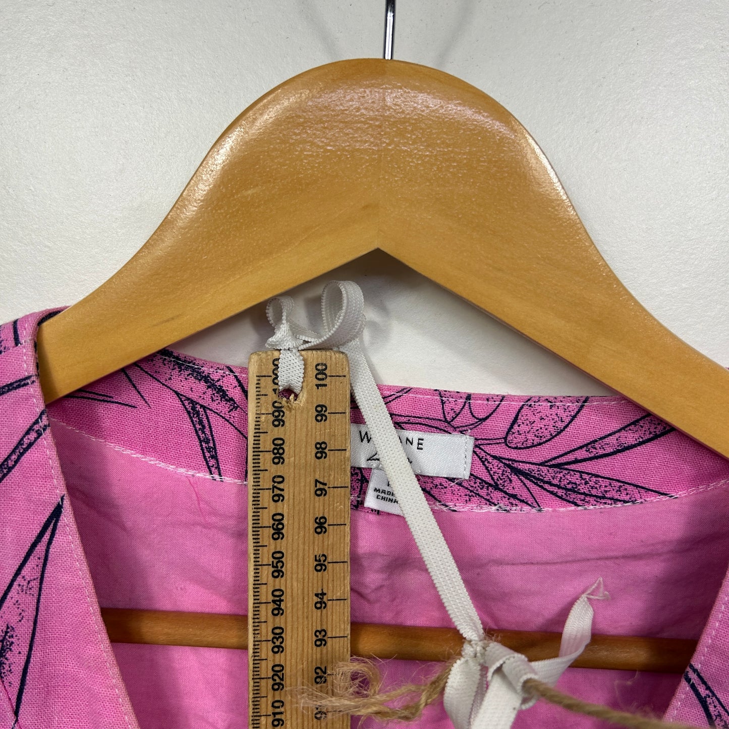 W. Lane Pink Linen Leaf Print Dress - Size 12