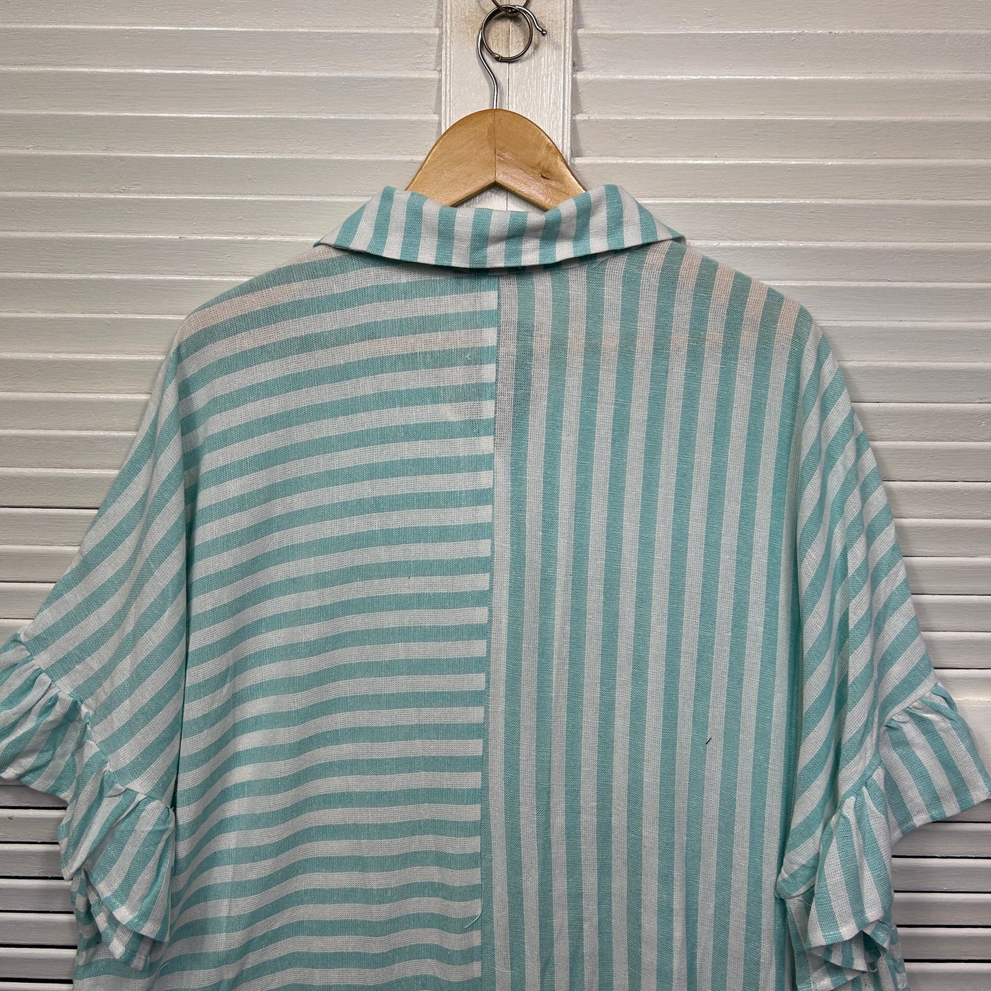 Autograph Tiered Shirt Dress Size 20 Green White Linen Blend Pockets New