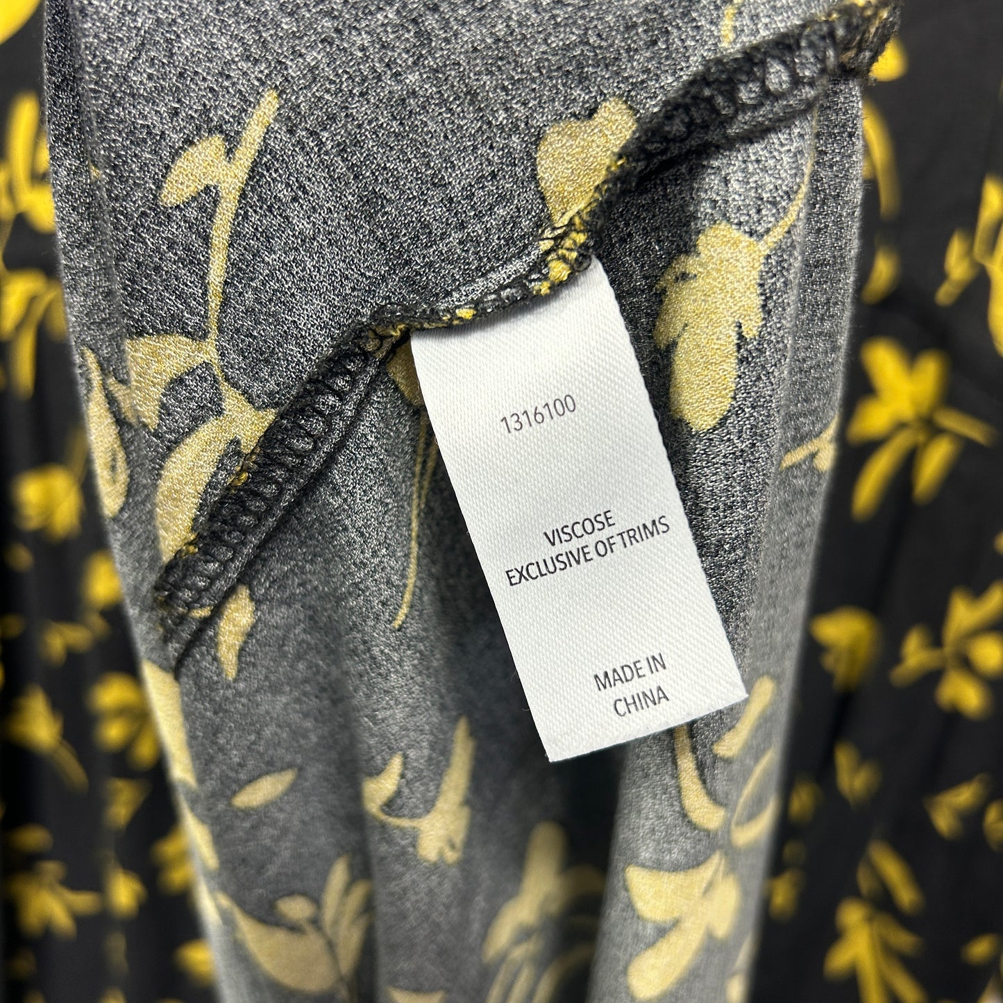 & Me Maxi Dress Size 16 Black Yellow Floral Long Sleeve