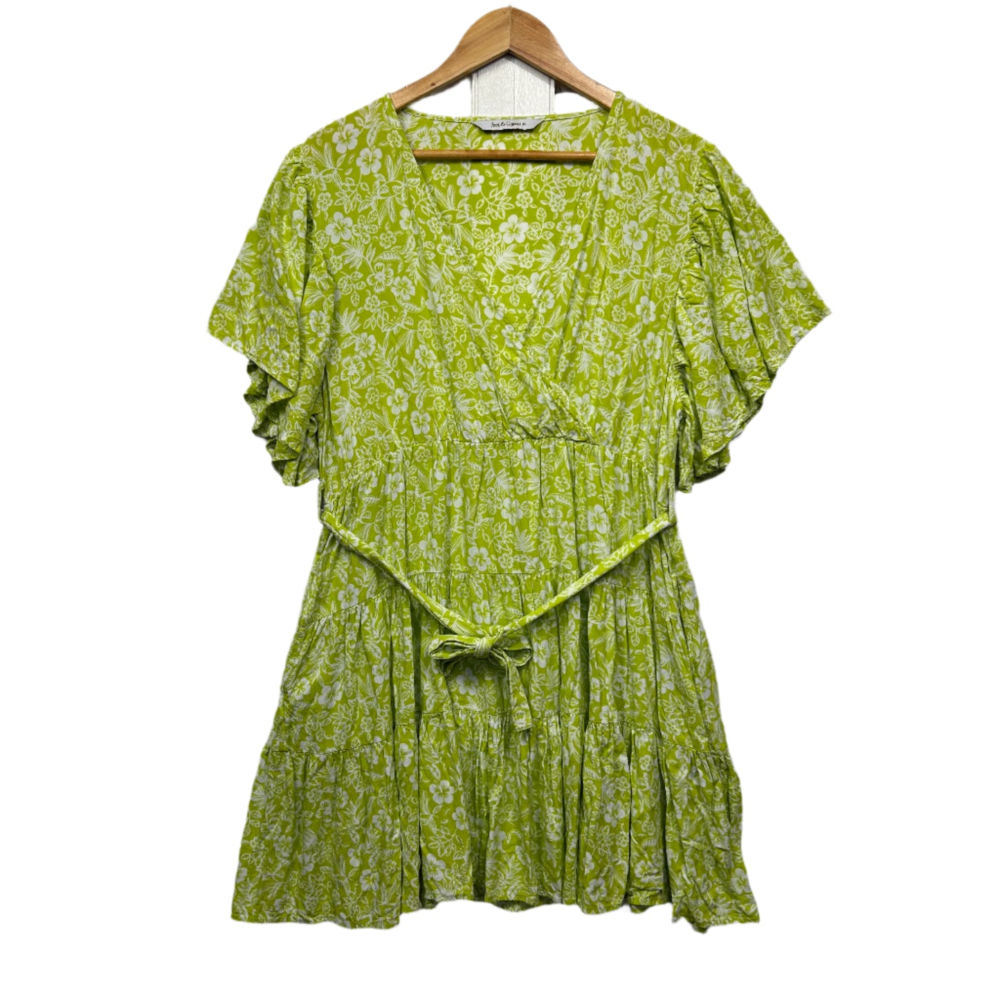 Joop & Gypsy Dress Size 16 Green Short Sleeve Belt Pockets