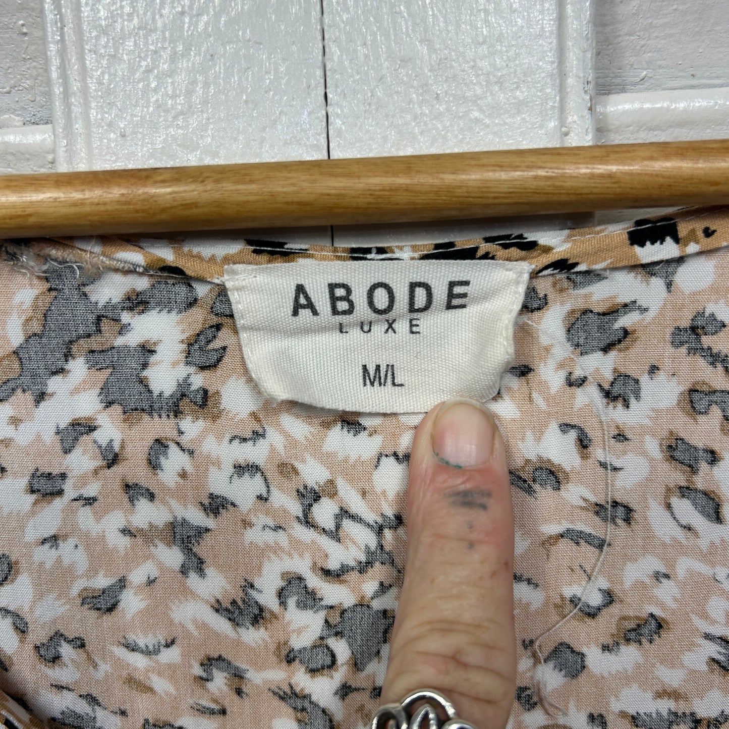 Abode Luxe Maxi Dress Medium Large 12 14 Long Sleeve Rayon