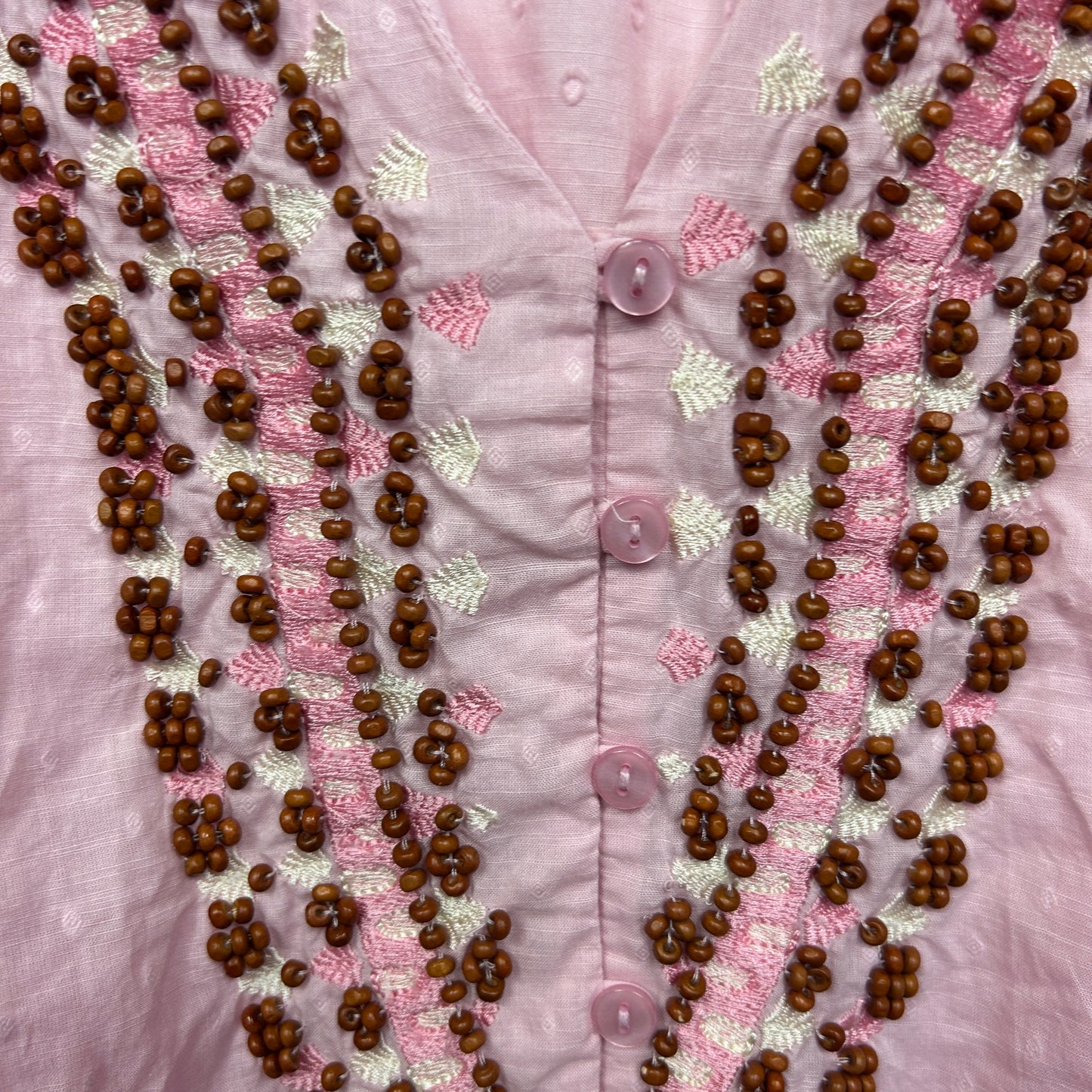 Starling Reine Boho Top Size 14 16 Large Pink Beaded Puff Sleeve City Chic