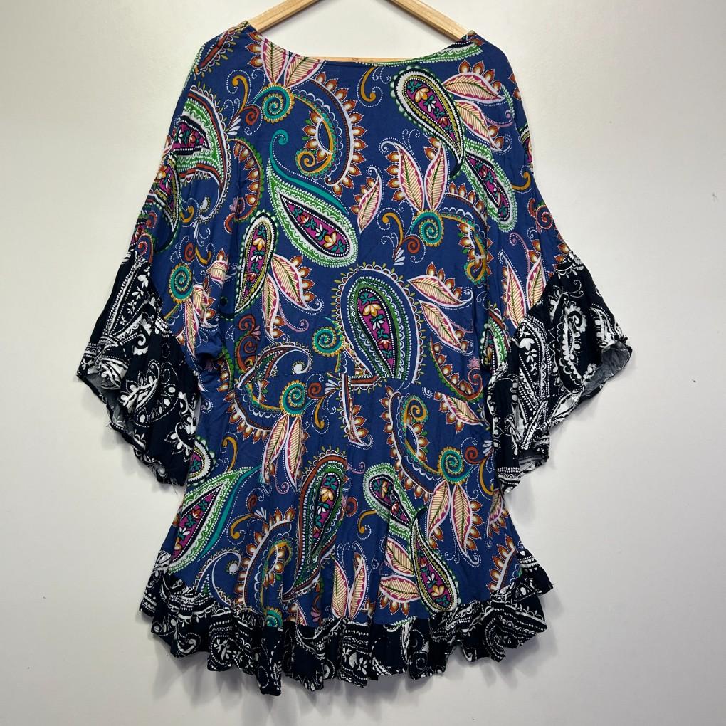 Autograph Blue Paisley Top - Size 18