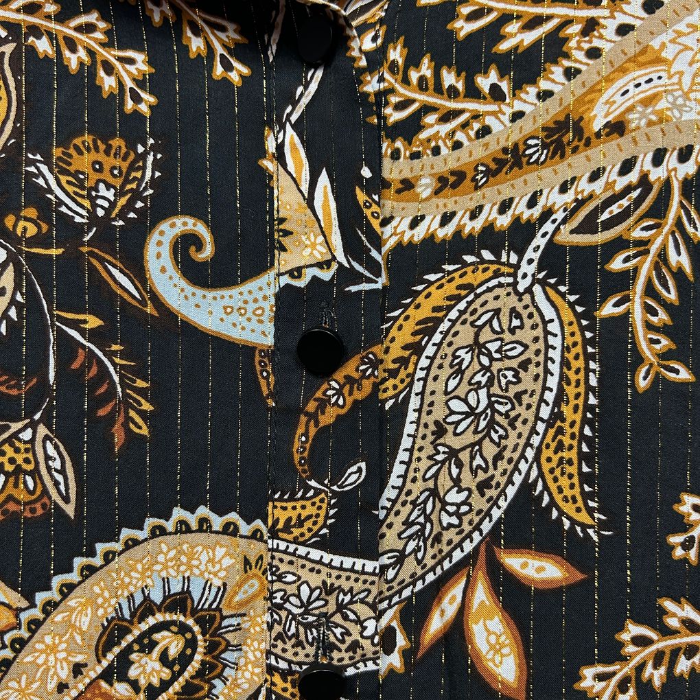 Taking Shape Black Paisley Shirt Dress - Size 22