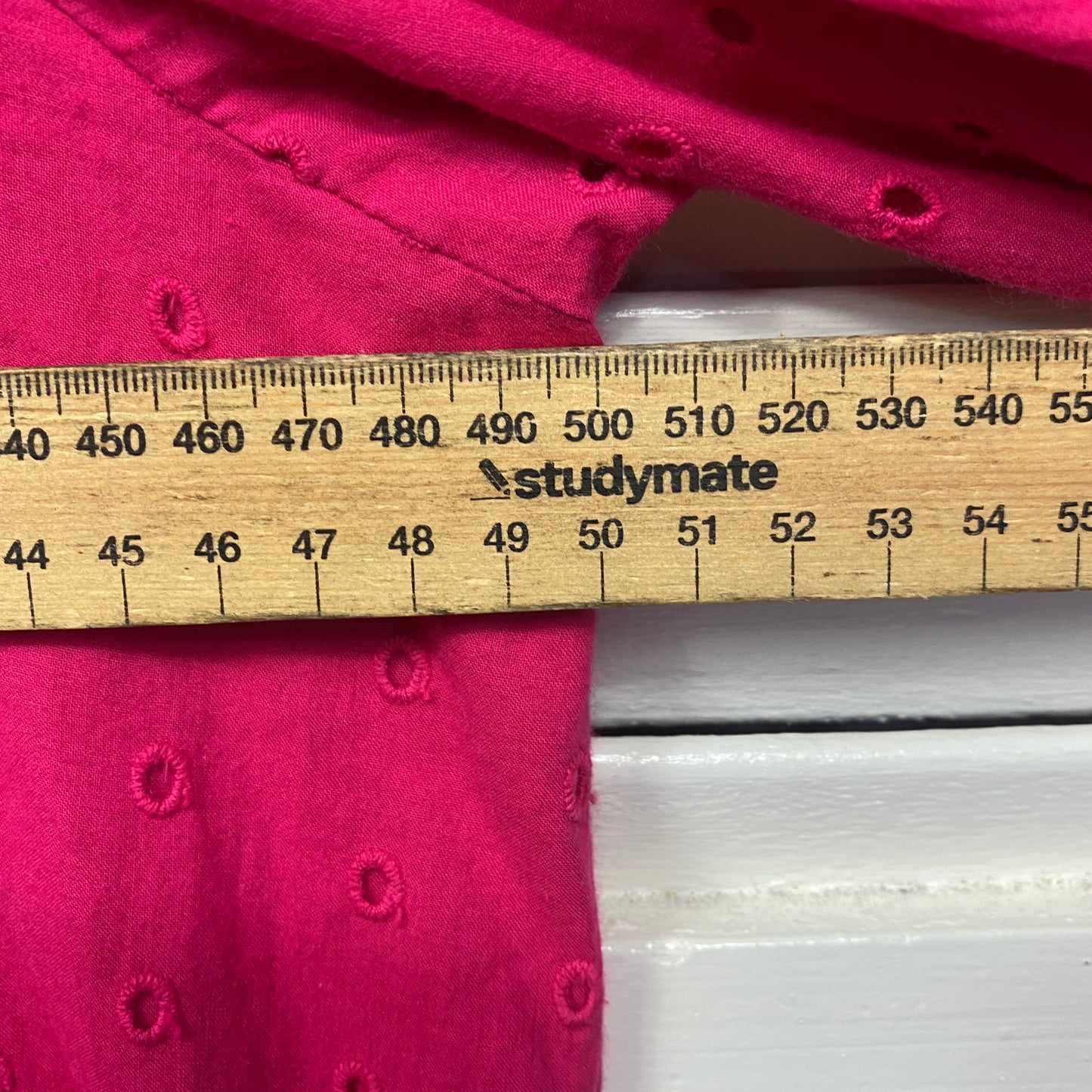 Vero Moda Broderie Dress Size 14 Large Pink Short Sleeve Embroidered