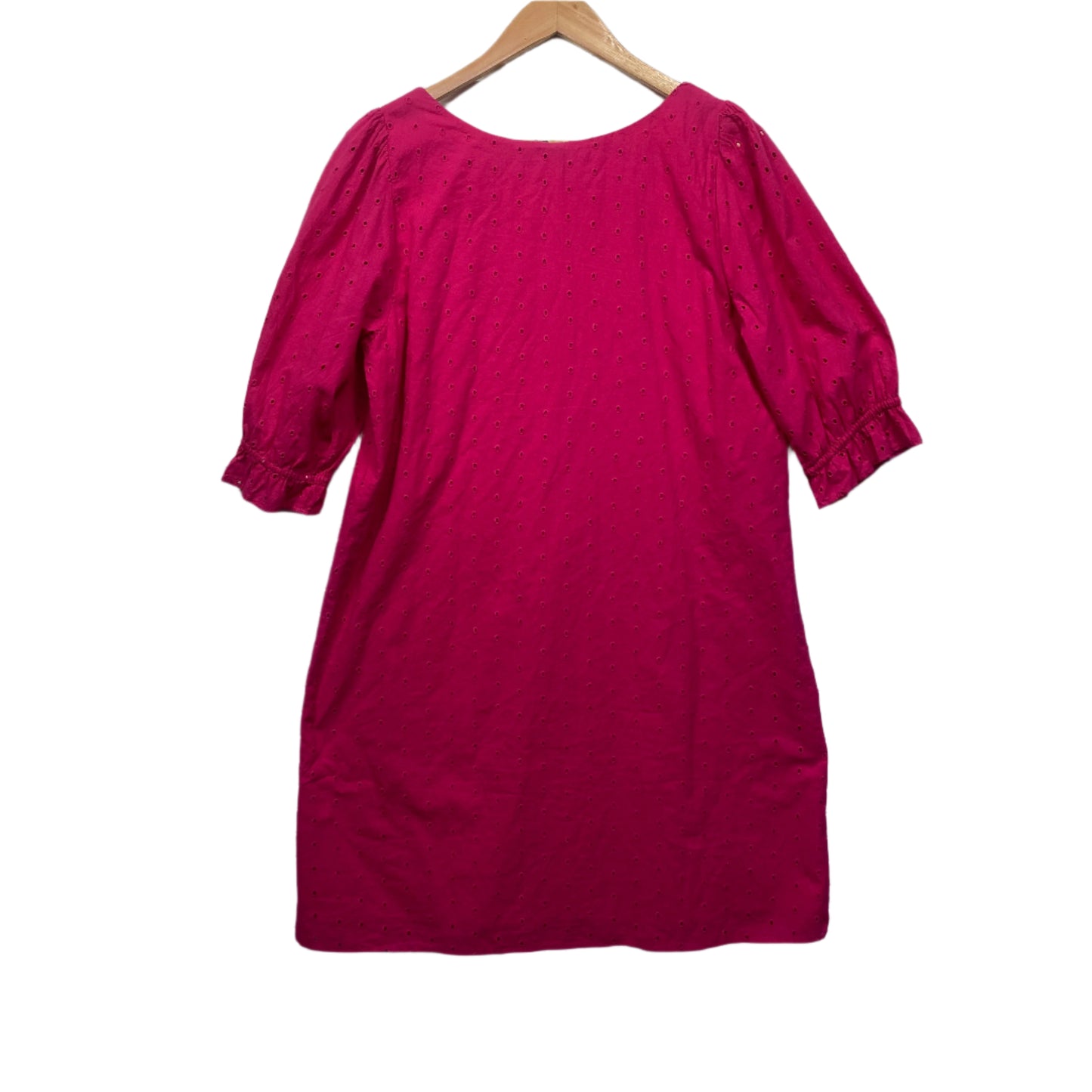 Vero Moda Broderie Dress Size 14 Large Pink Short Sleeve Embroidered