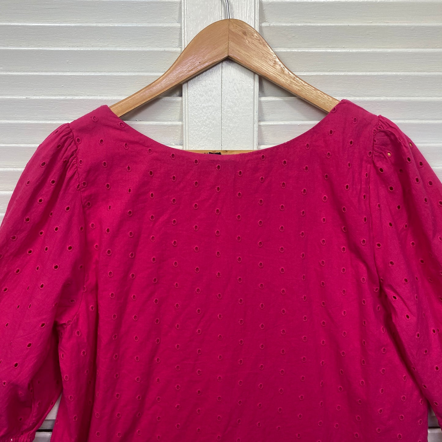 Vero Moda Broderie Dress Size 14 Large Pink Short Sleeve Embroidered