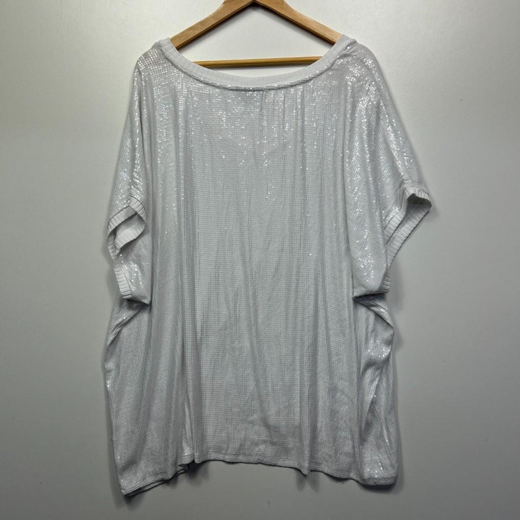 Autograph White Sequins Top - Size 22/XL