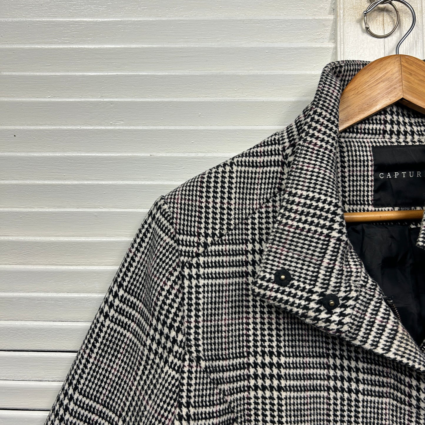 Capture Jacket Size 16 Houndstooth Check Pockets Wool Blend