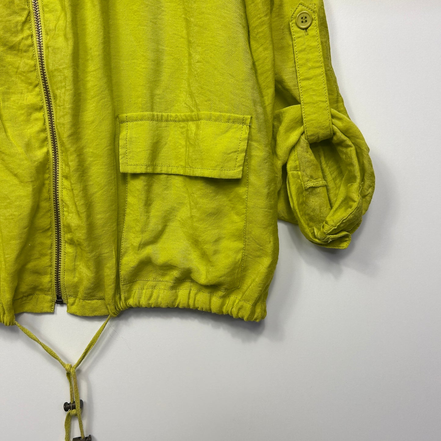 Suzanne Grae Lightweight Jacket Top Size 16 XL Citrus Green Lime Zip Up