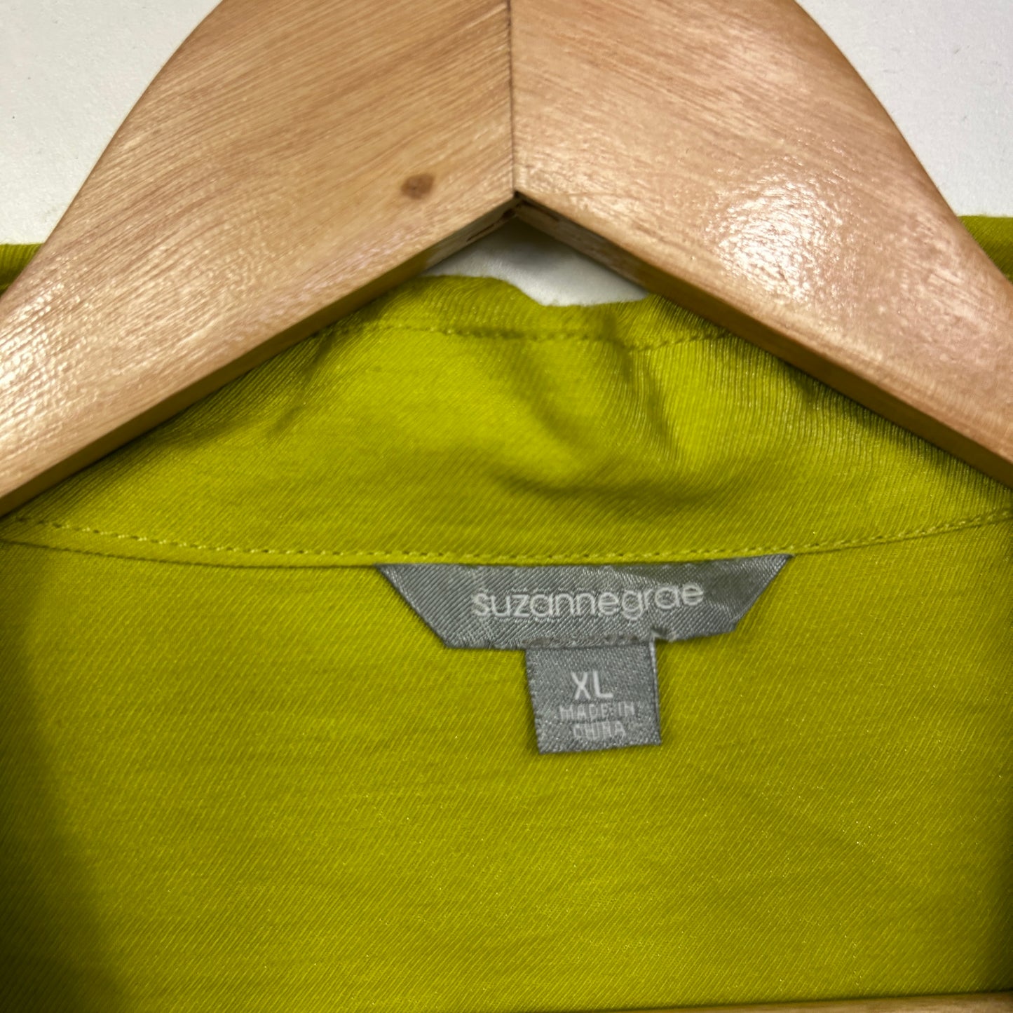 Suzanne Grae Lightweight Jacket Top Size 16 XL Citrus Green Lime Zip Up