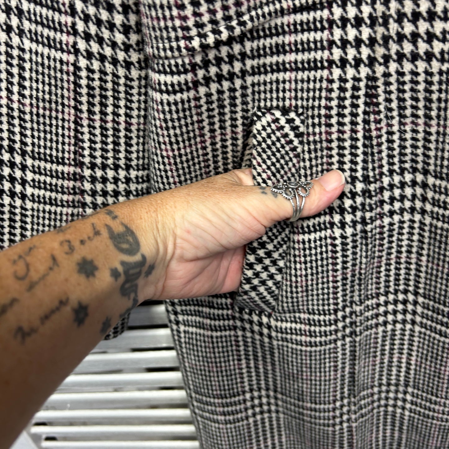 Capture Jacket Size 16 Houndstooth Check Pockets Wool Blend