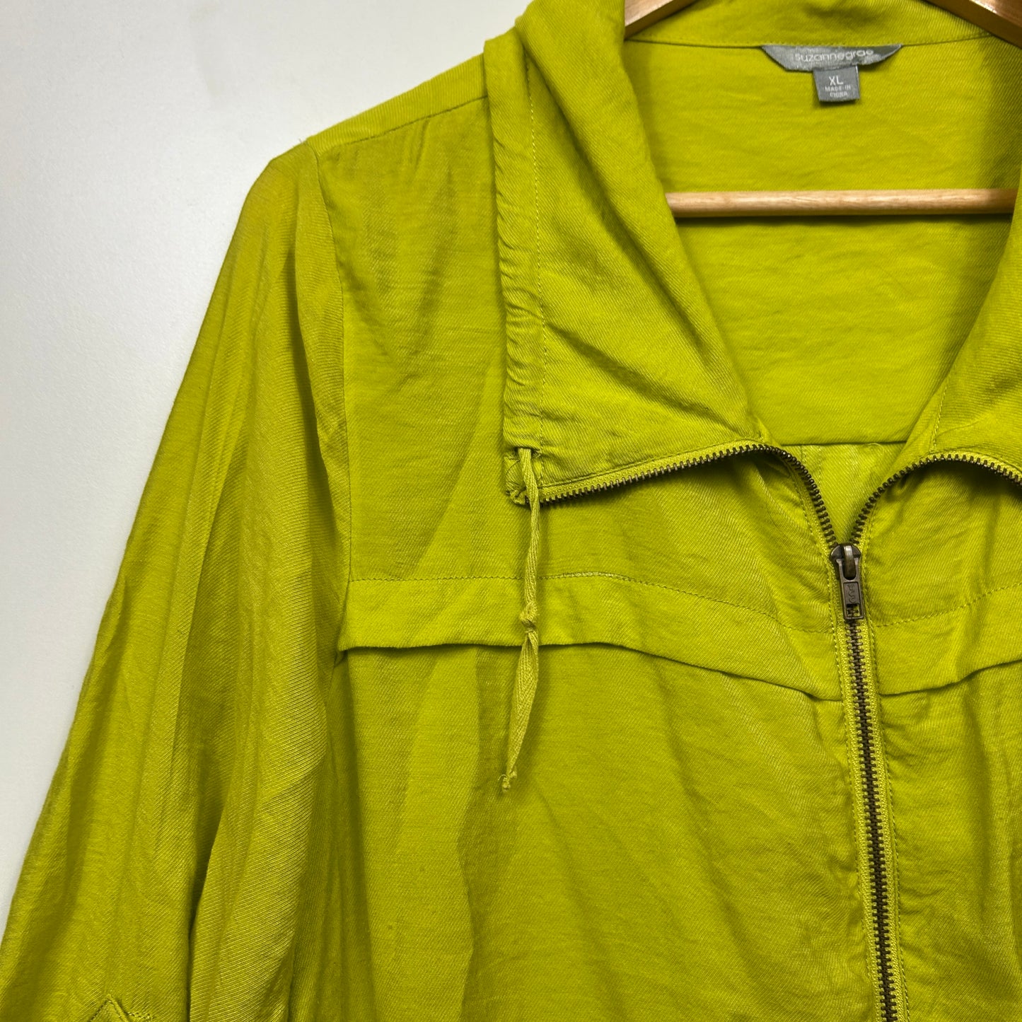 Suzanne Grae Lightweight Jacket Top Size 16 XL Citrus Green Lime Zip Up