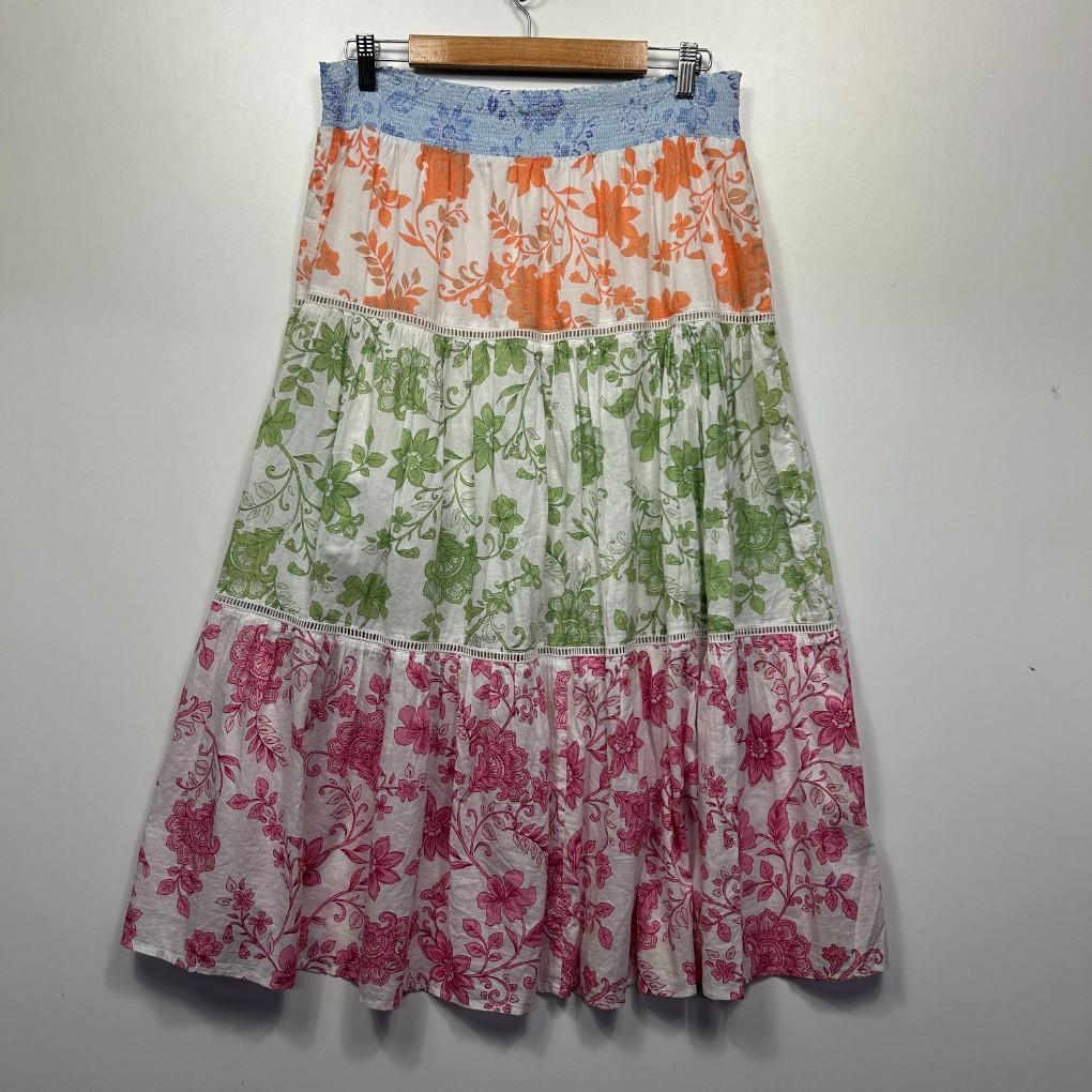 Sussan Multicoloured Floral Cotton Maxi Skirt - Size 12