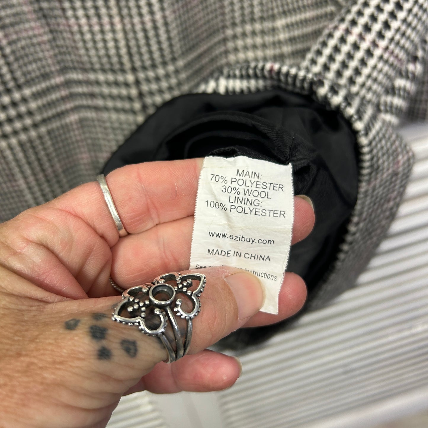 Capture Jacket Size 16 Houndstooth Check Pockets Wool Blend