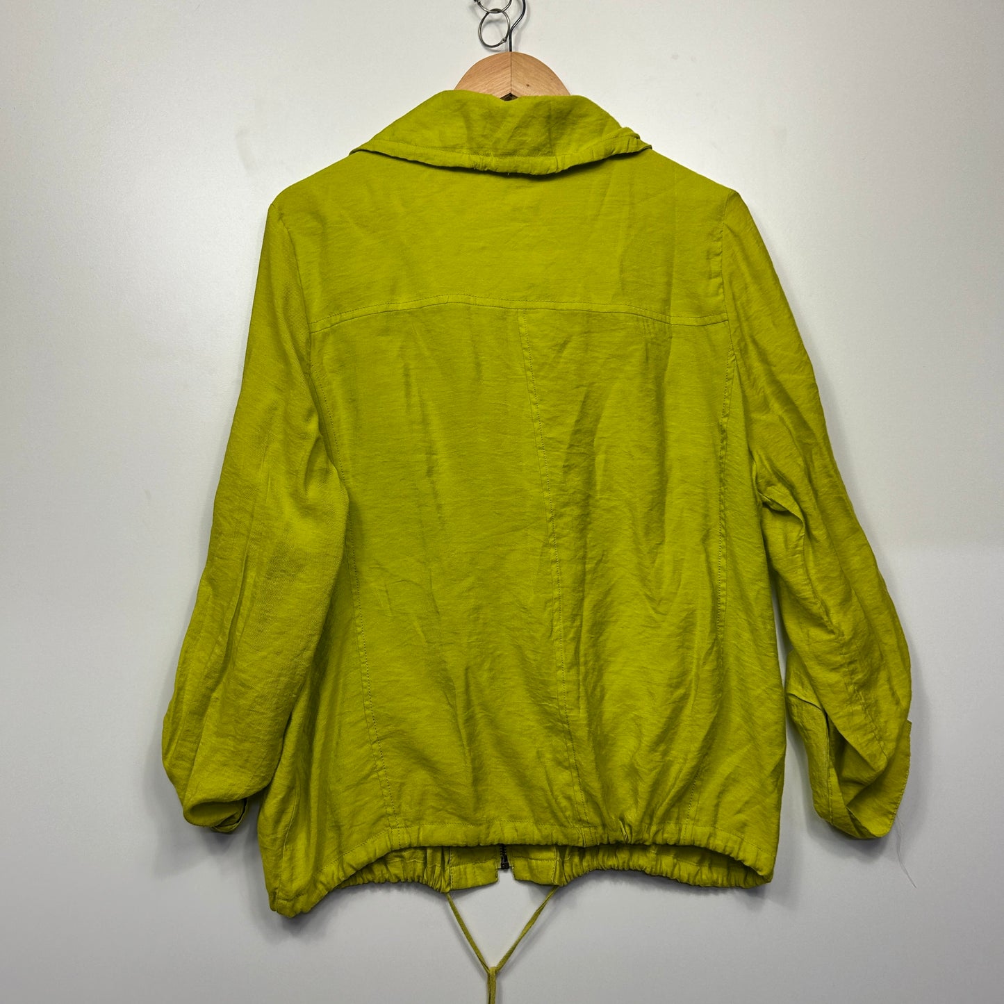 Suzanne Grae Lightweight Jacket Top Size 16 XL Citrus Green Lime Zip Up